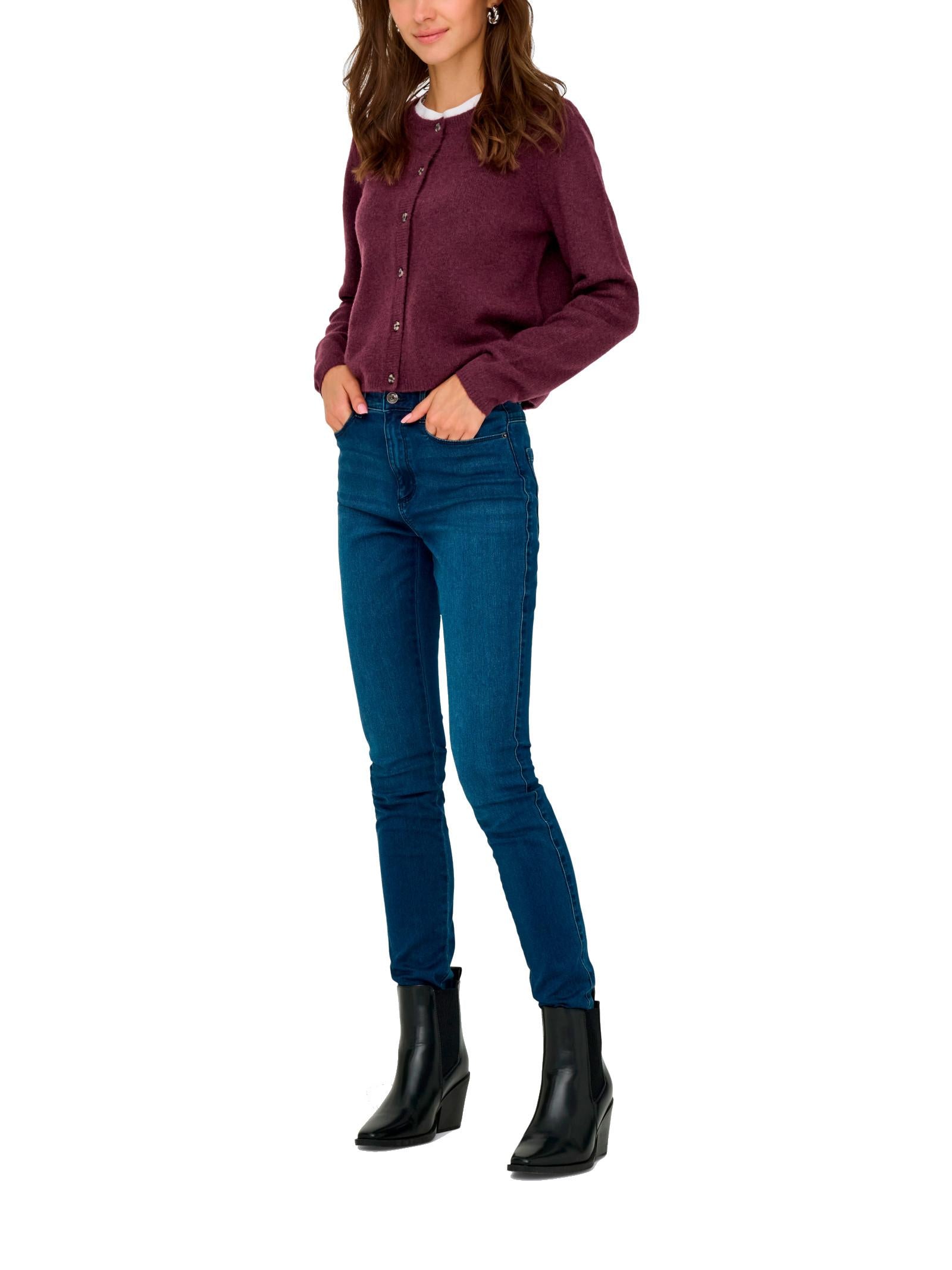 Cardigan Jacqueline De Yong Chloe Bordeaux bottone 15330581 /Winetasting JDY 