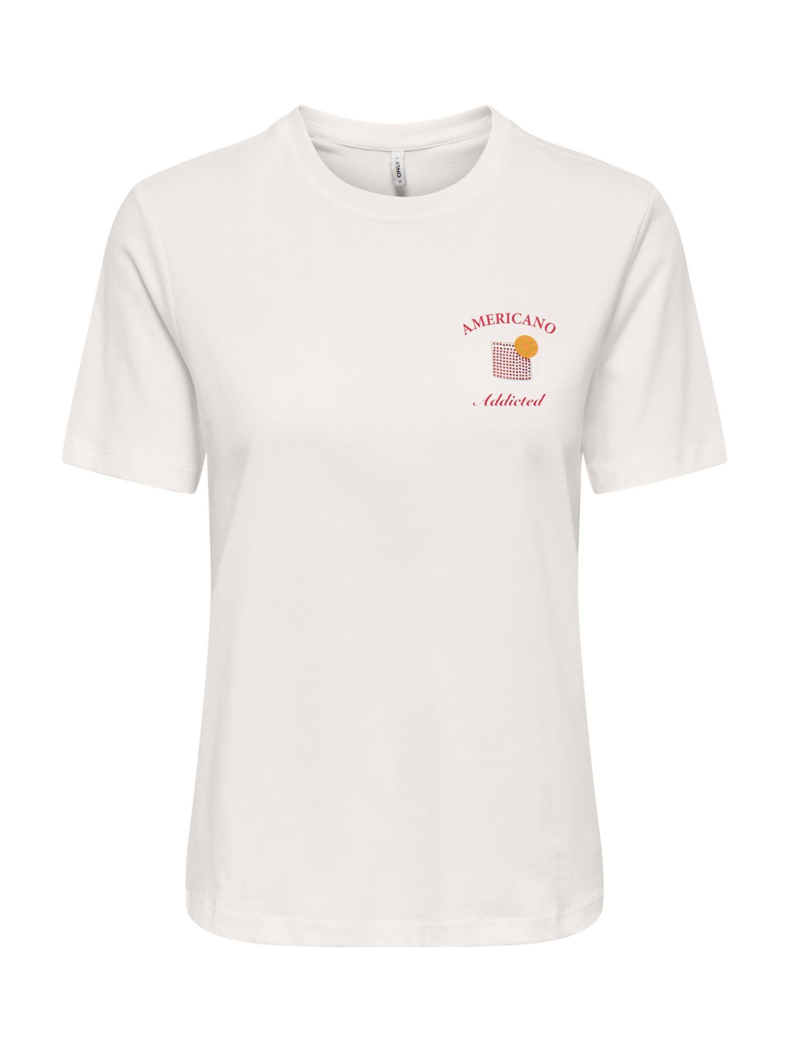 T-shirt Only Polly Bianco rosso stampa 15375940 /Americano Cloud Dancer ONLY 