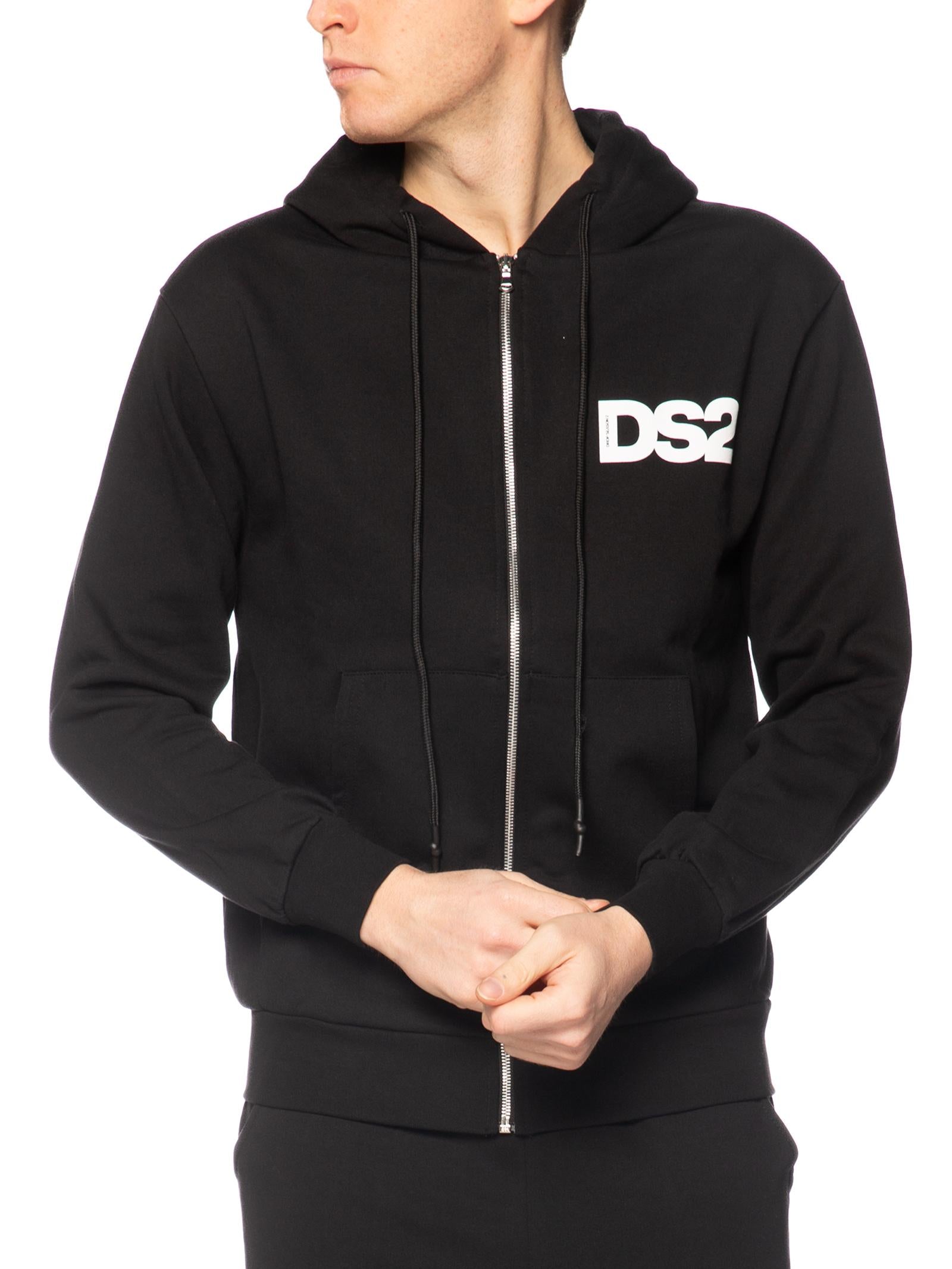 Felpa DS2 Nero Basic con cappuccio e zip SS26271 NERO DS2 