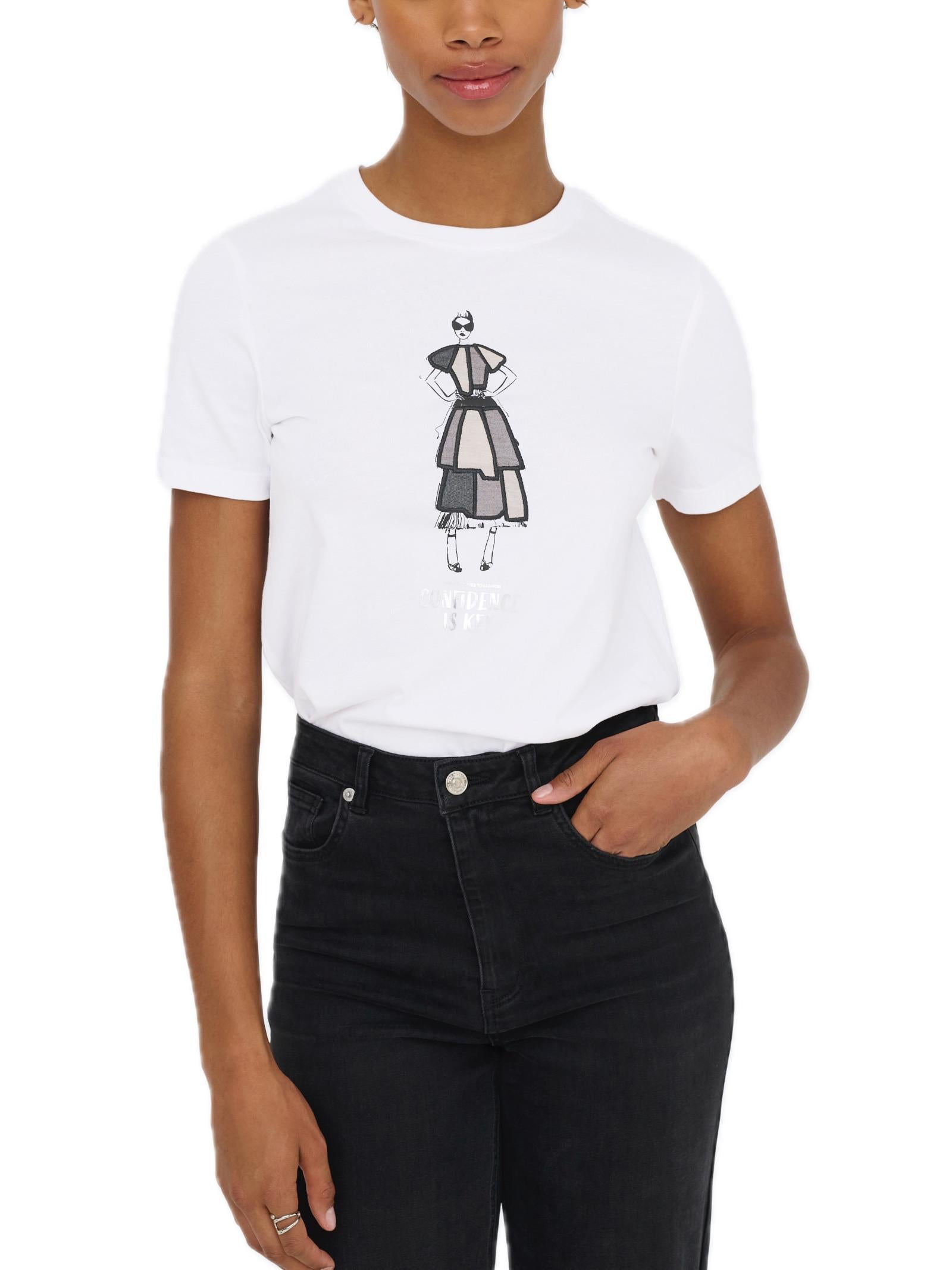 T-shirt Only Emma Bianco con stampa 15329752 /Confidence Bright White ONLY 