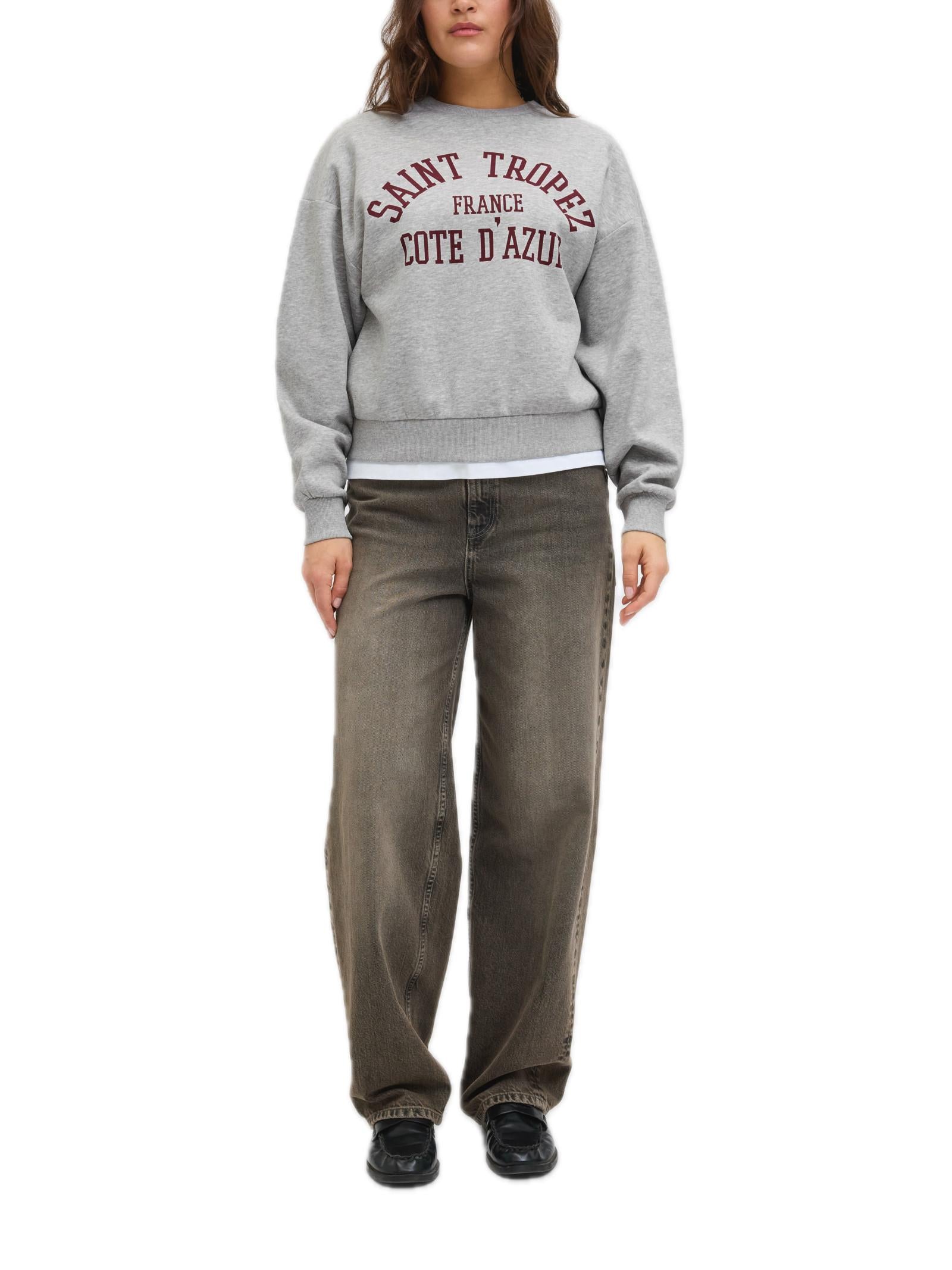 Felpa JJXX Merle Grigio con stampa 12260608 /Light Grey Melange JJXX 