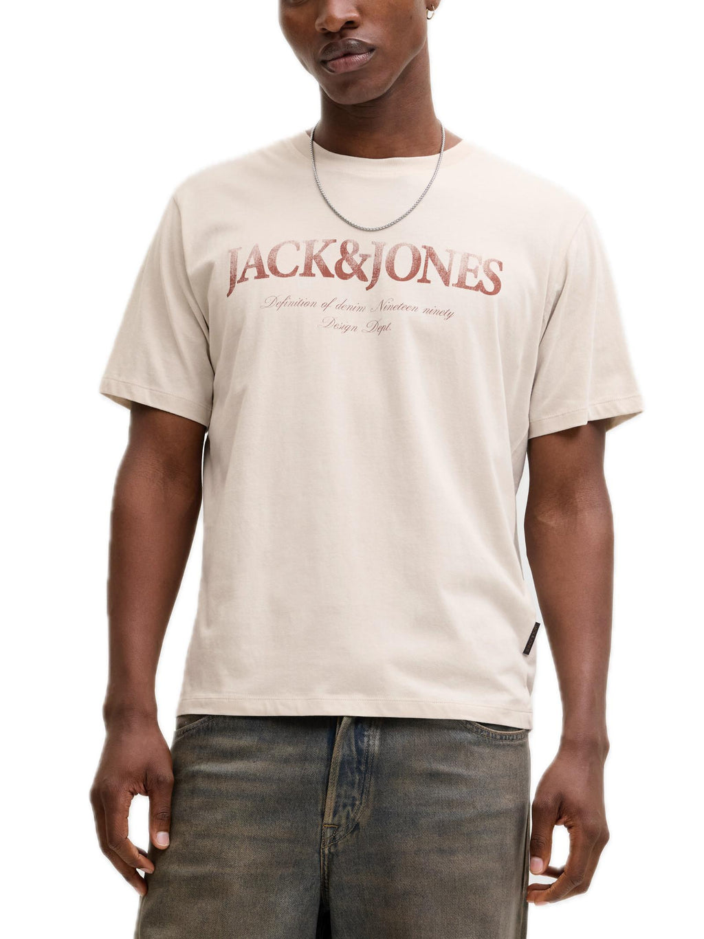 T-shirt Jack & Jones Devin Beige con stampa 12290173 /Moonbeam JACK & JONES 