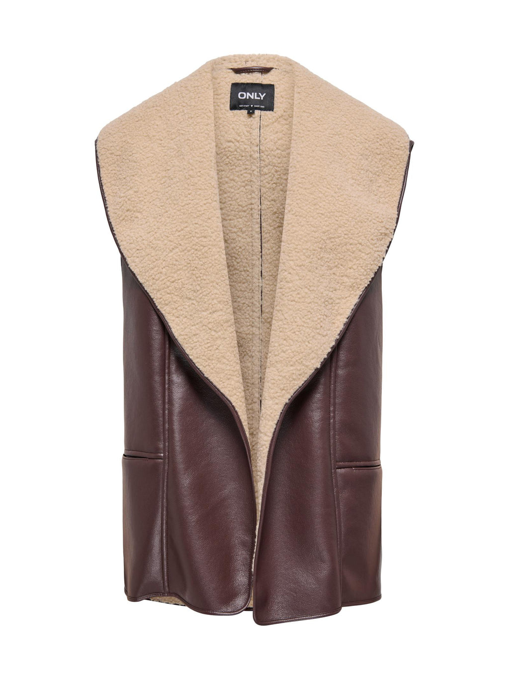 Gilet Only Dora Marrone in ecopelle 15349119 /Seal Brown ONLY 