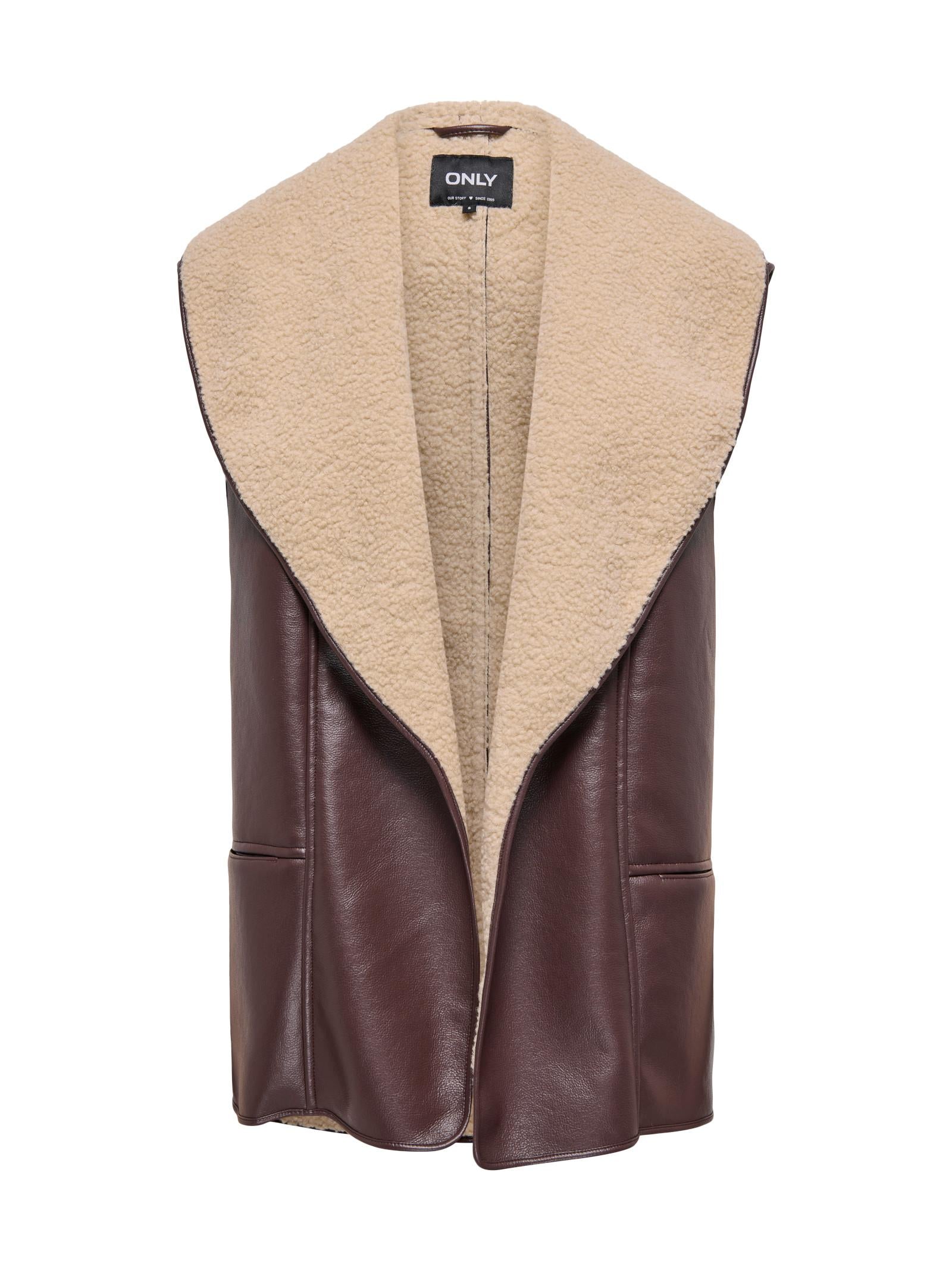 Gilet Only Dora Marrone in ecopelle 15349119 /Seal Brown ONLY 