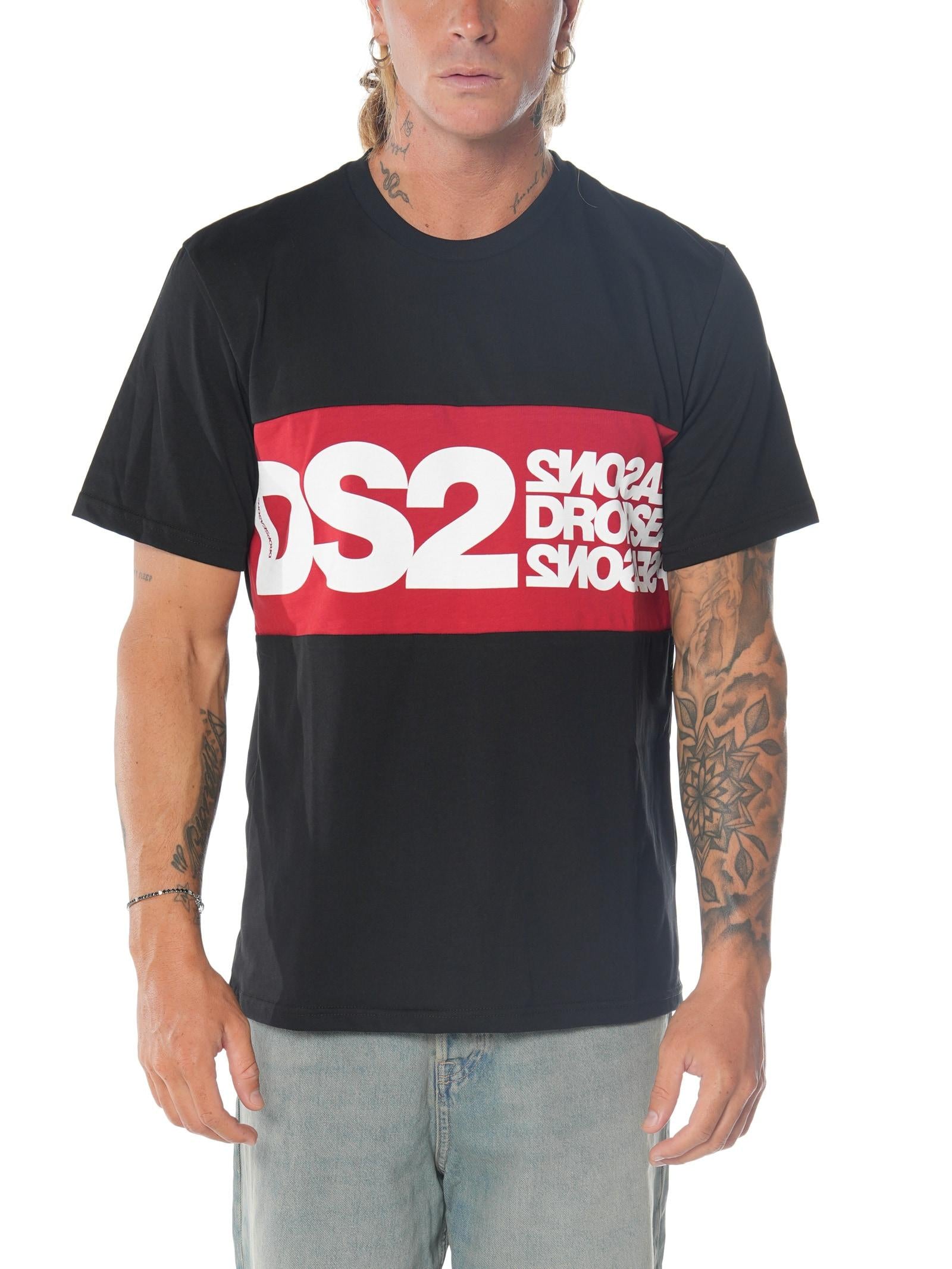 T-shirt DS2 Nero con maxi logo FW25216 NERO DS2 