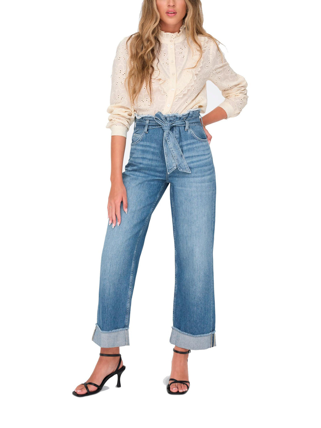 Jeans Only Maddie Medium Blue con risvolto e cinturino 15298093 /Medium Blue Denim ONLY 