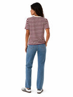 T-shirt Only Livina Bianco Bordeaux a maniche corte a righe 15359677 /Fig ONLY 