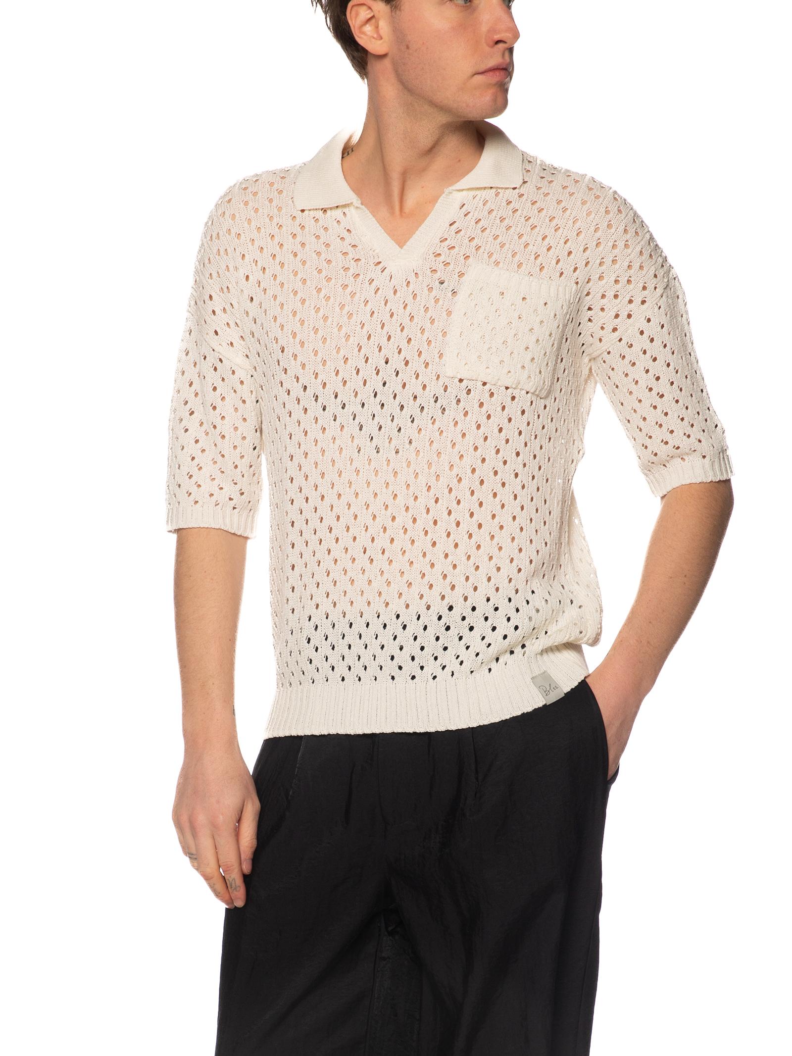 Polo Block Eleven Panna in maglia con buchi 03LD128 PANNA BLOCK ELEVEN 