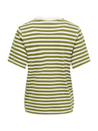 T-shirt Only Livina Verde bianco a maniche corte a righe 15359677 /Cardamom Seed ONLY 