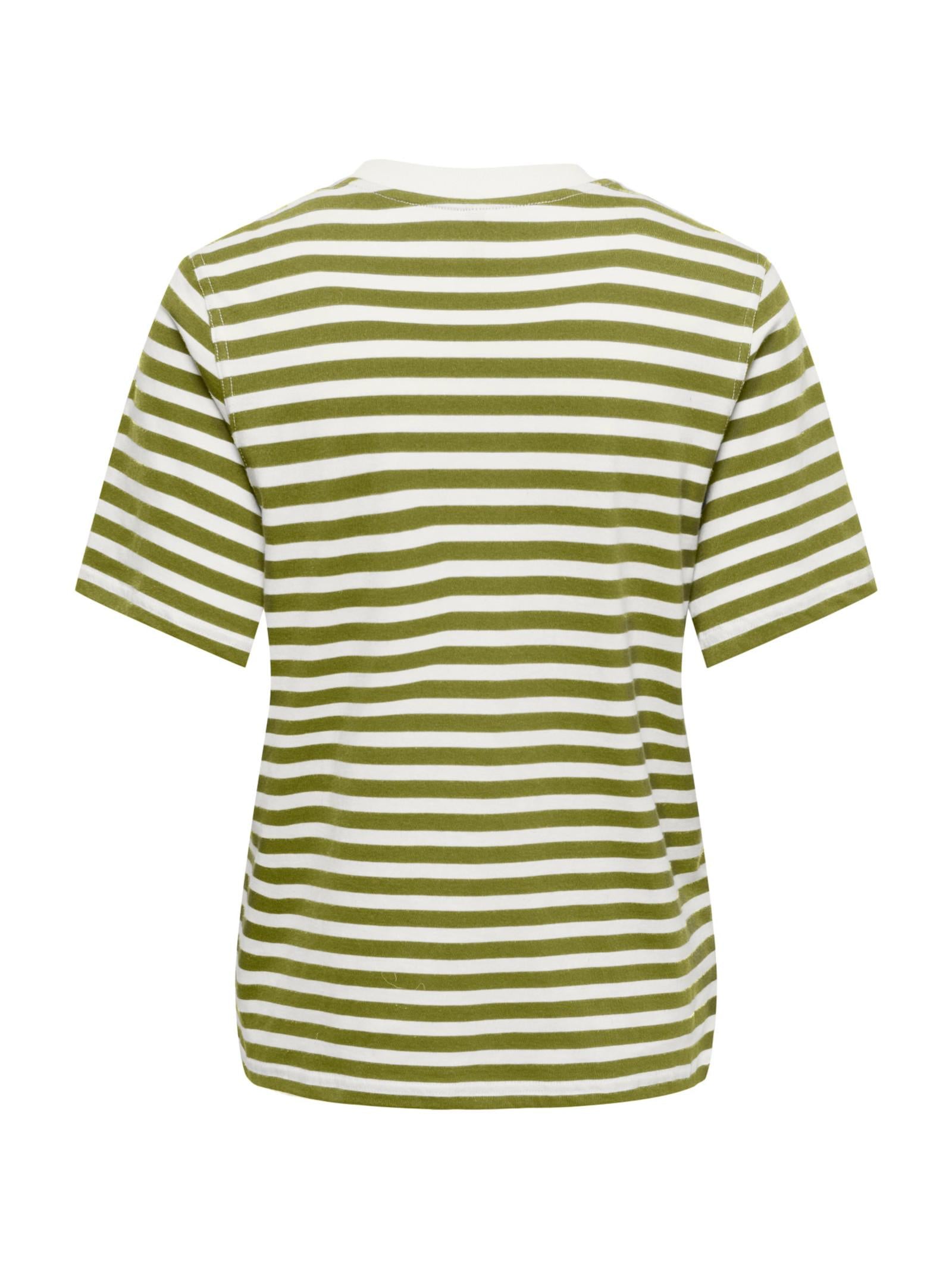 T-shirt Only Livina Verde bianco a maniche corte a righe 15359677 /Cardamom Seed ONLY 