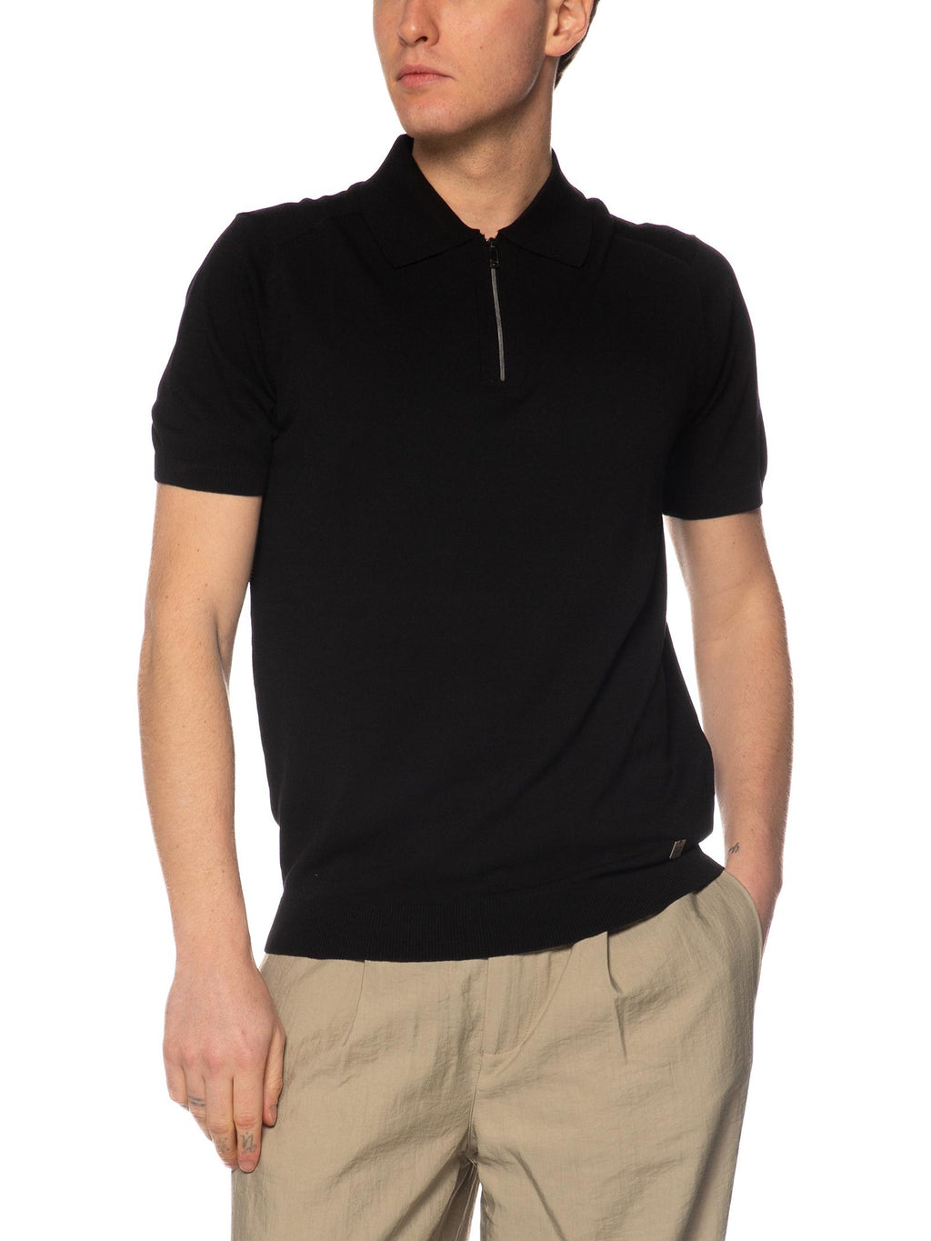 Polo Block Eleven Nero in maglia mezza zip 01APOLLO NERO BLOCK ELEVEN 