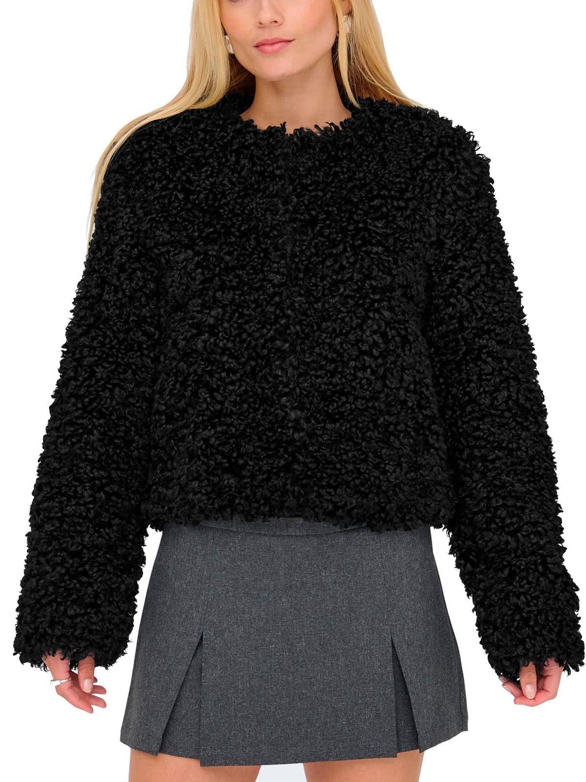 Giubbotto Jacqueline De Yong Neo Nero con finta pelliccia 15355125 /Black JDY 