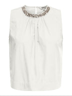 Top Only Bianco Rayi smanicato 15371623 /Cloud Dancer ONLY 