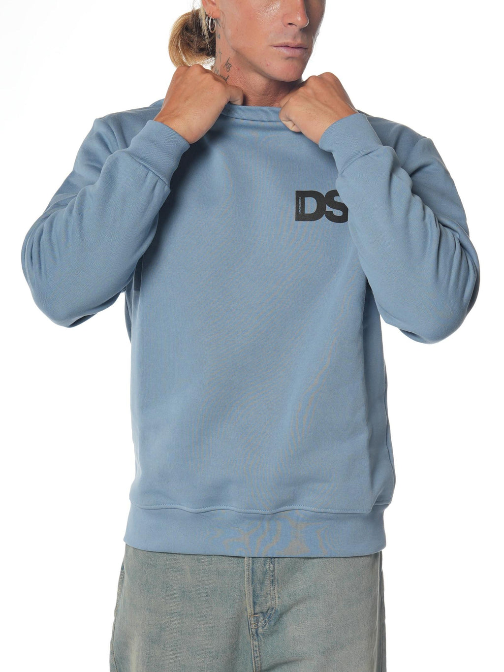 Felpa DS2 Indaco Basic girocollo FW25229 INDACO DS2 
