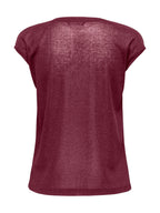 T-Shirt Only Silver Bordeaux in lurex 15136069 /Burgundy ONLY 