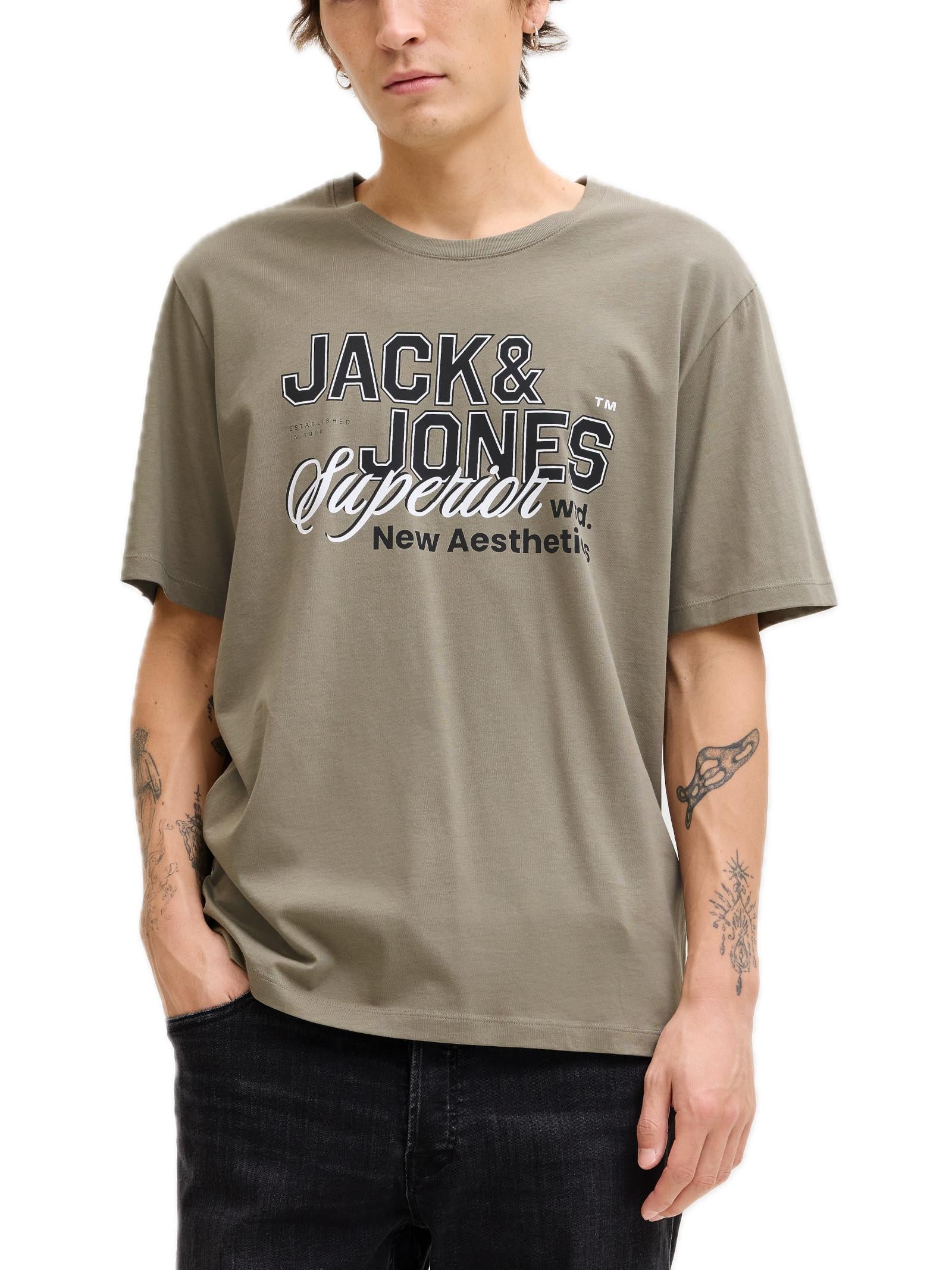 T-shirt Jack & Jones Verde Logo con stampa 12288016 /Vetiver JACK & JONES 