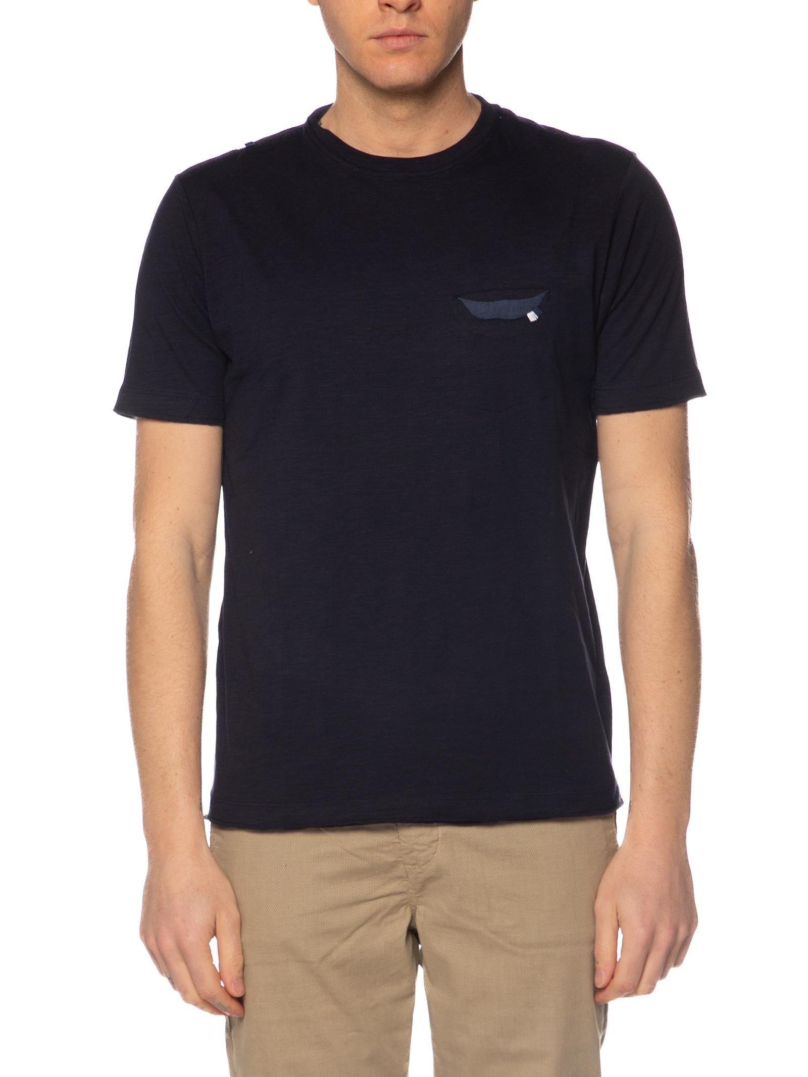 T-shirt Seinse Blu con taschino fiammata TE3323 BLU SEINSE 