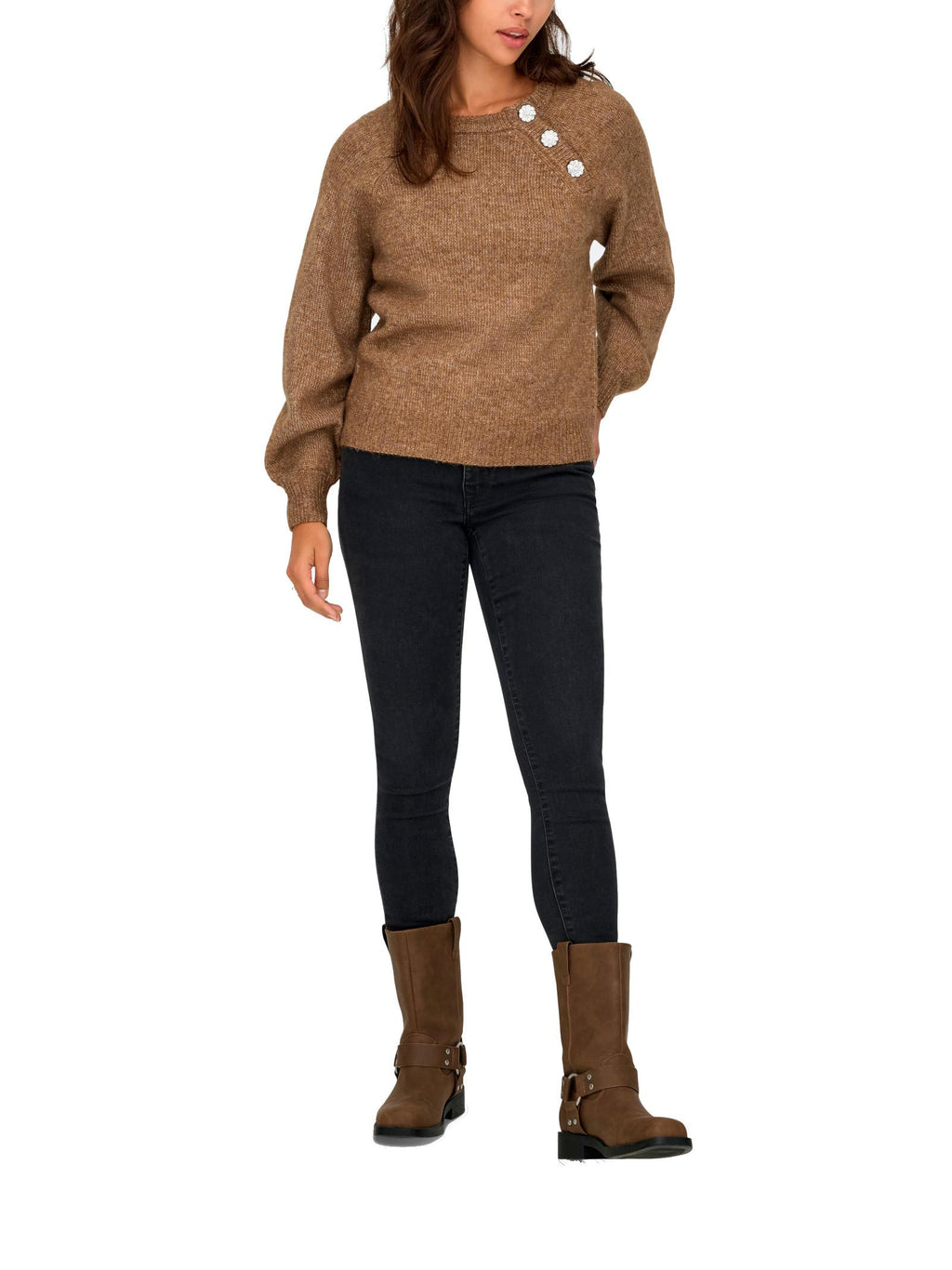 Maglia Only Lauren Nocciola bottone 15327661 /Cocoa Créme ONLY 