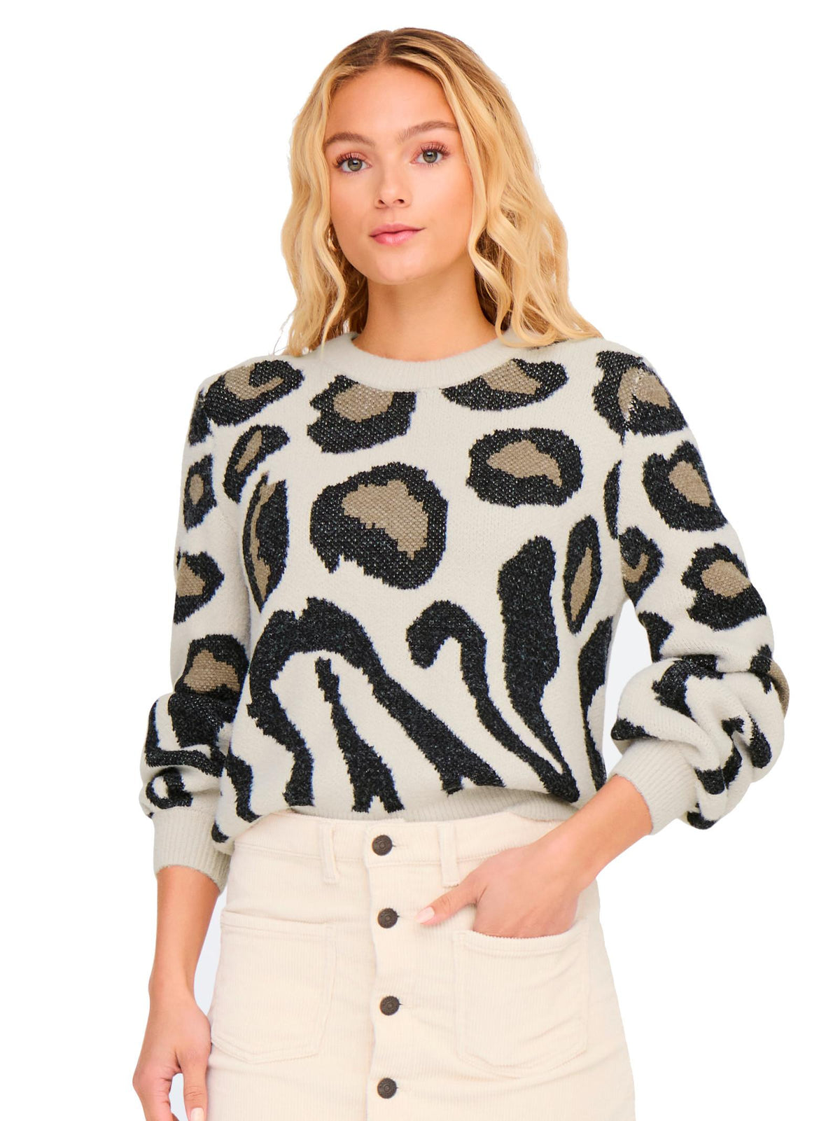 Maglia Jacqueline De Yong Lorraine Beige fantasia 15292890 /Cement JDY 