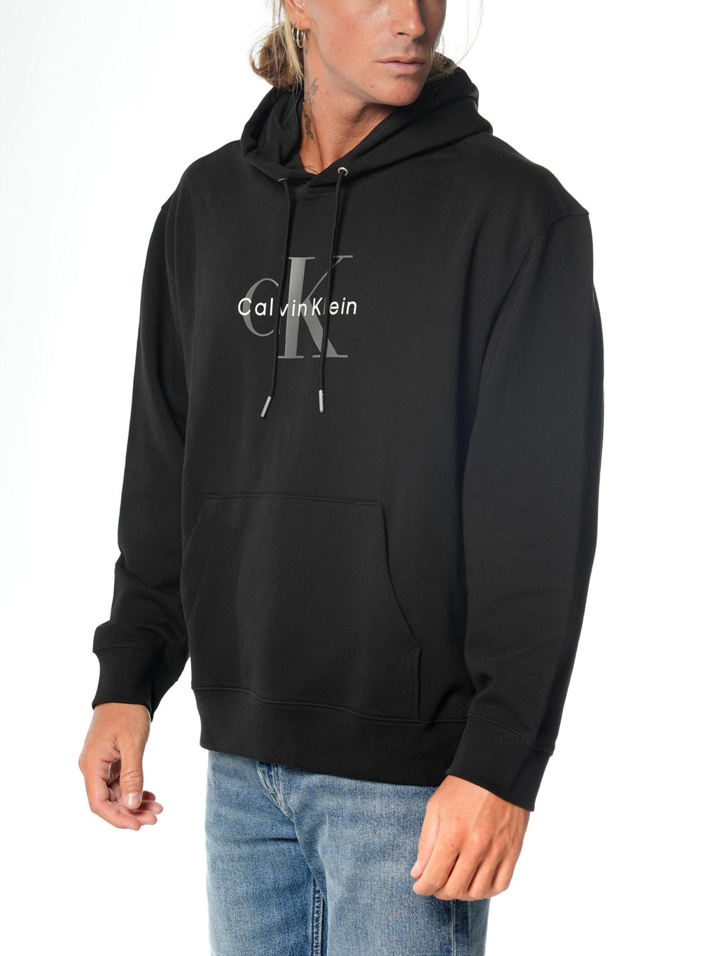 Felpa Calvin Klein Nero Monologo cappuccio LV04RC282G UB1 CALVIN KLEIN 