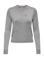 Maglia Only Venice Grigio con strass 15364656 /Light Grey Melange ONLY 