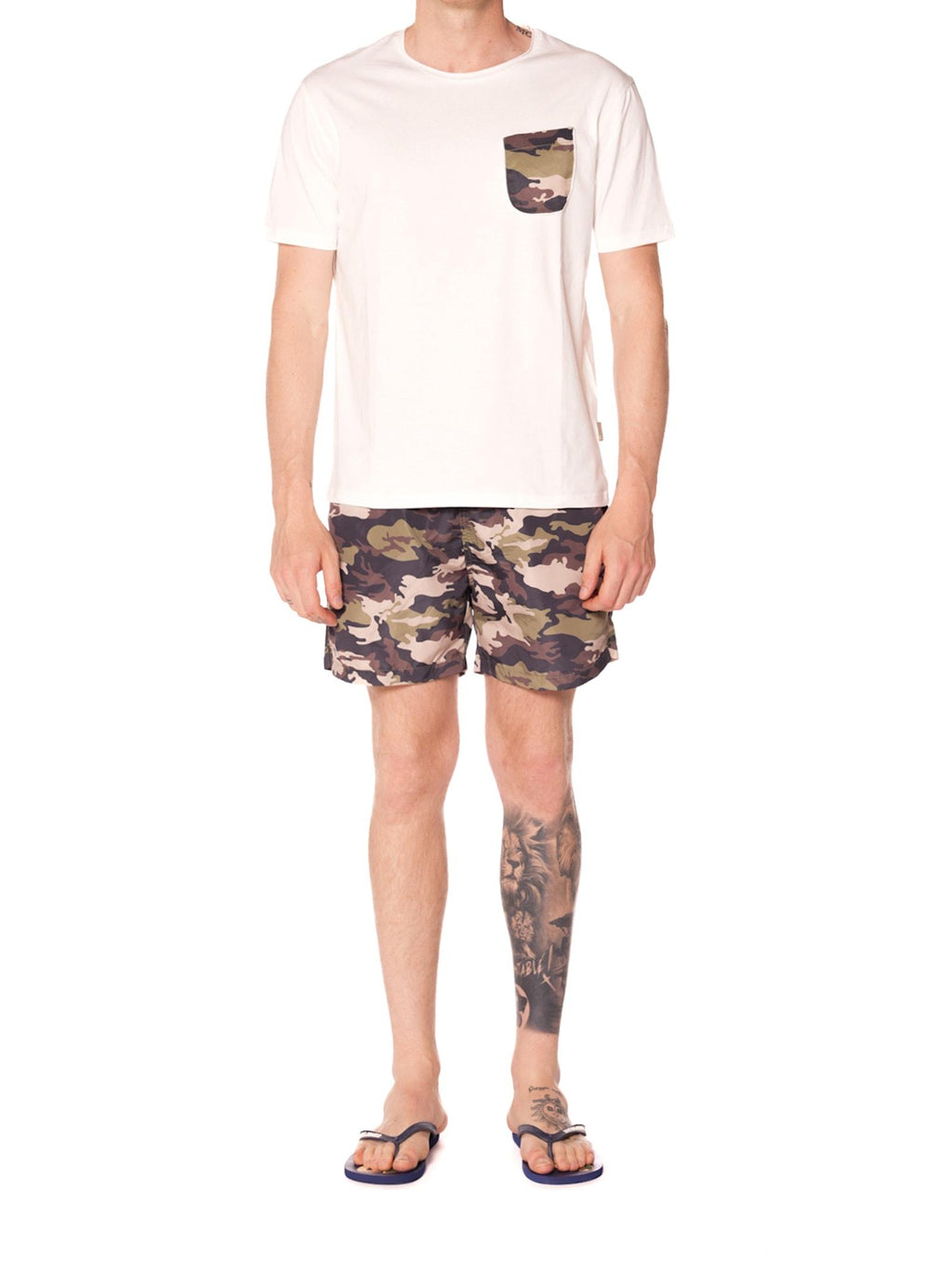 T-shirt Gianni Lupo Bianco con taschino camouflage GL644W WHITE GIANNI LUPO 