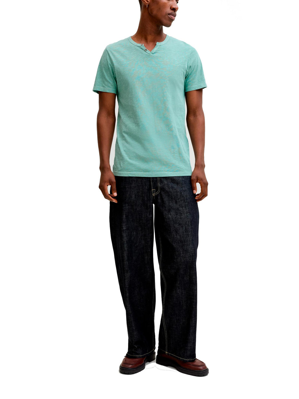 T-shirt Jack & Jones Esplit Acqua marina scollo a V 12164972 /Mineral Blue JACK & JONES 