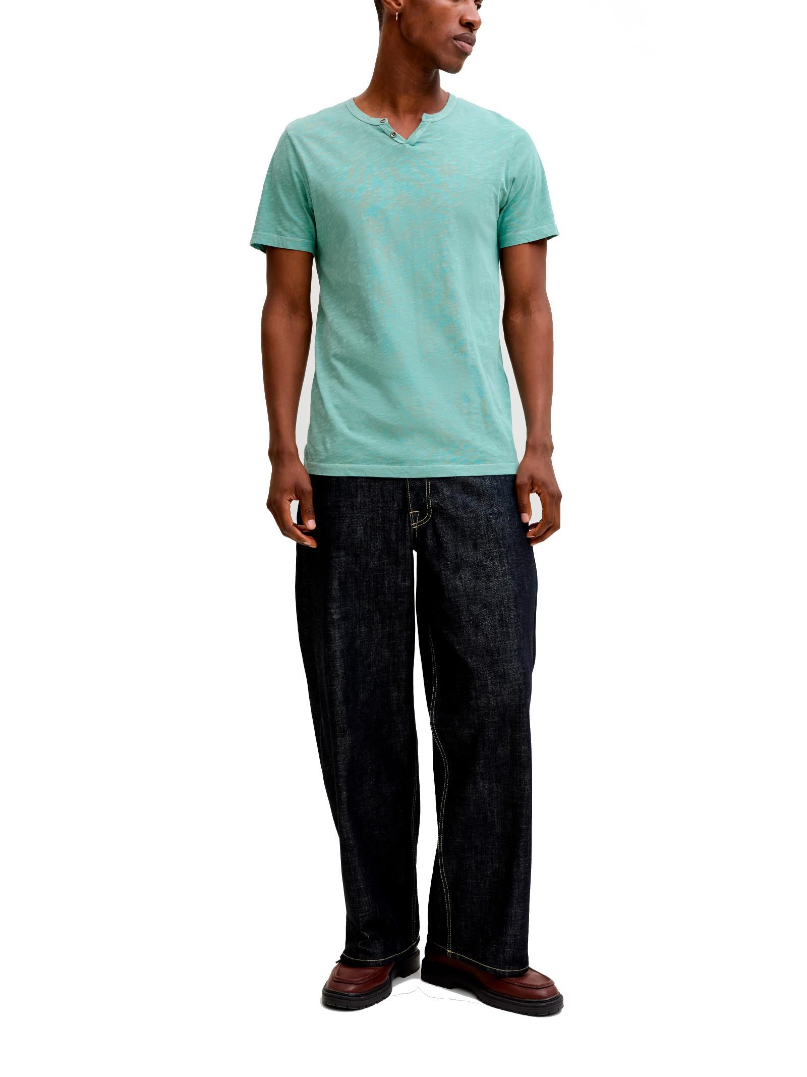 T-shirt Jack & Jones Esplit Acqua marina scollo a V 12164972 /Mineral Blue JACK & JONES 