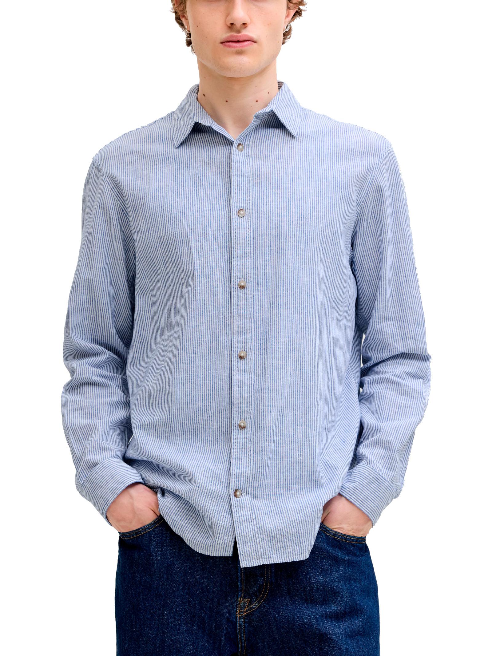 Camicia Jack & Jones Celeste bianco Summer misto lino 12289174 /Infinity JACK & JONES 