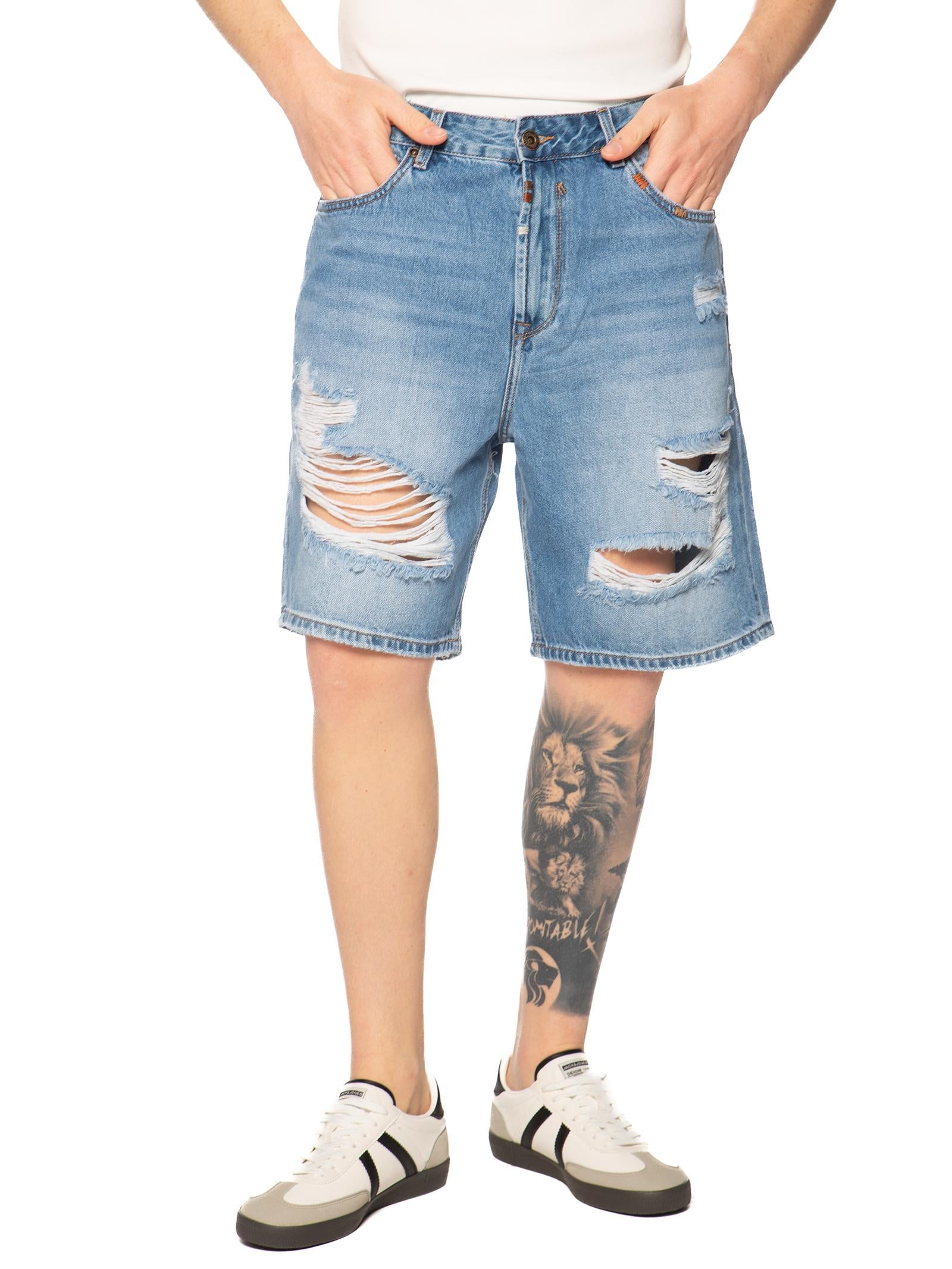 Bermuda Gianni Lupo strappi Medium Blue Denim Baggy GL6505Q MEDIUM BLUE GIANNI LUPO 
