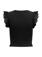 T-shirt Only Bianco Mathilda pizzo 15308890 /Black ONLY 
