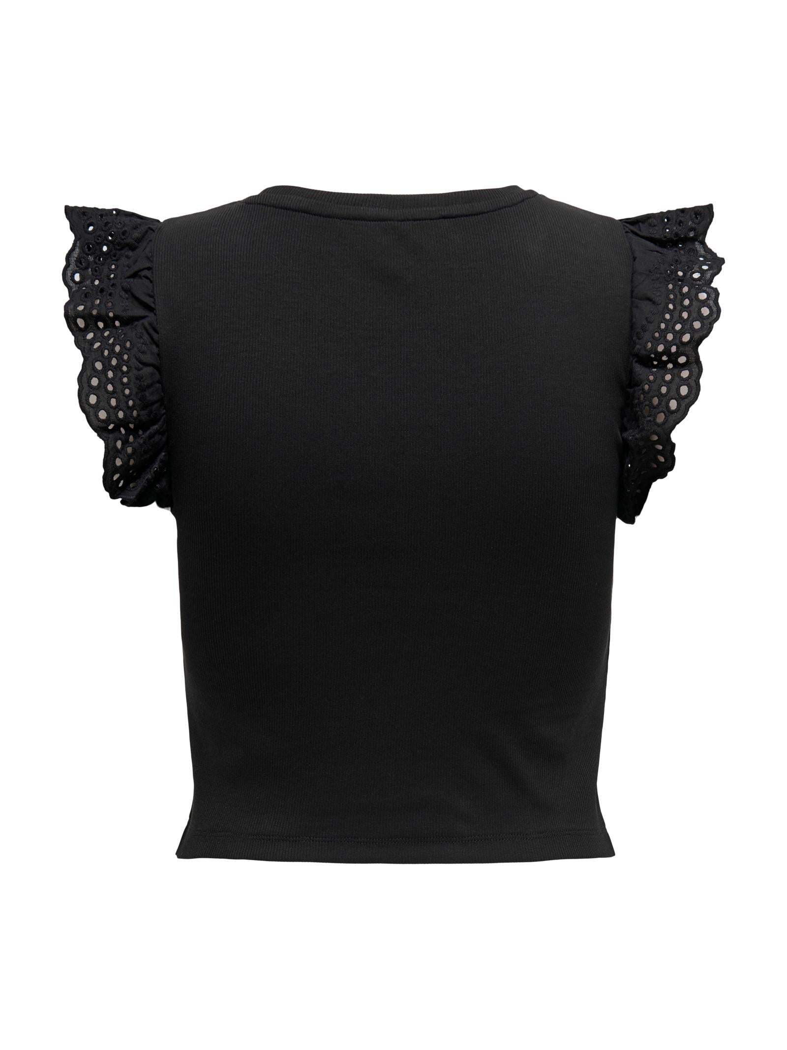 T-shirt Only Bianco Mathilda pizzo 15308890 /Black ONLY 