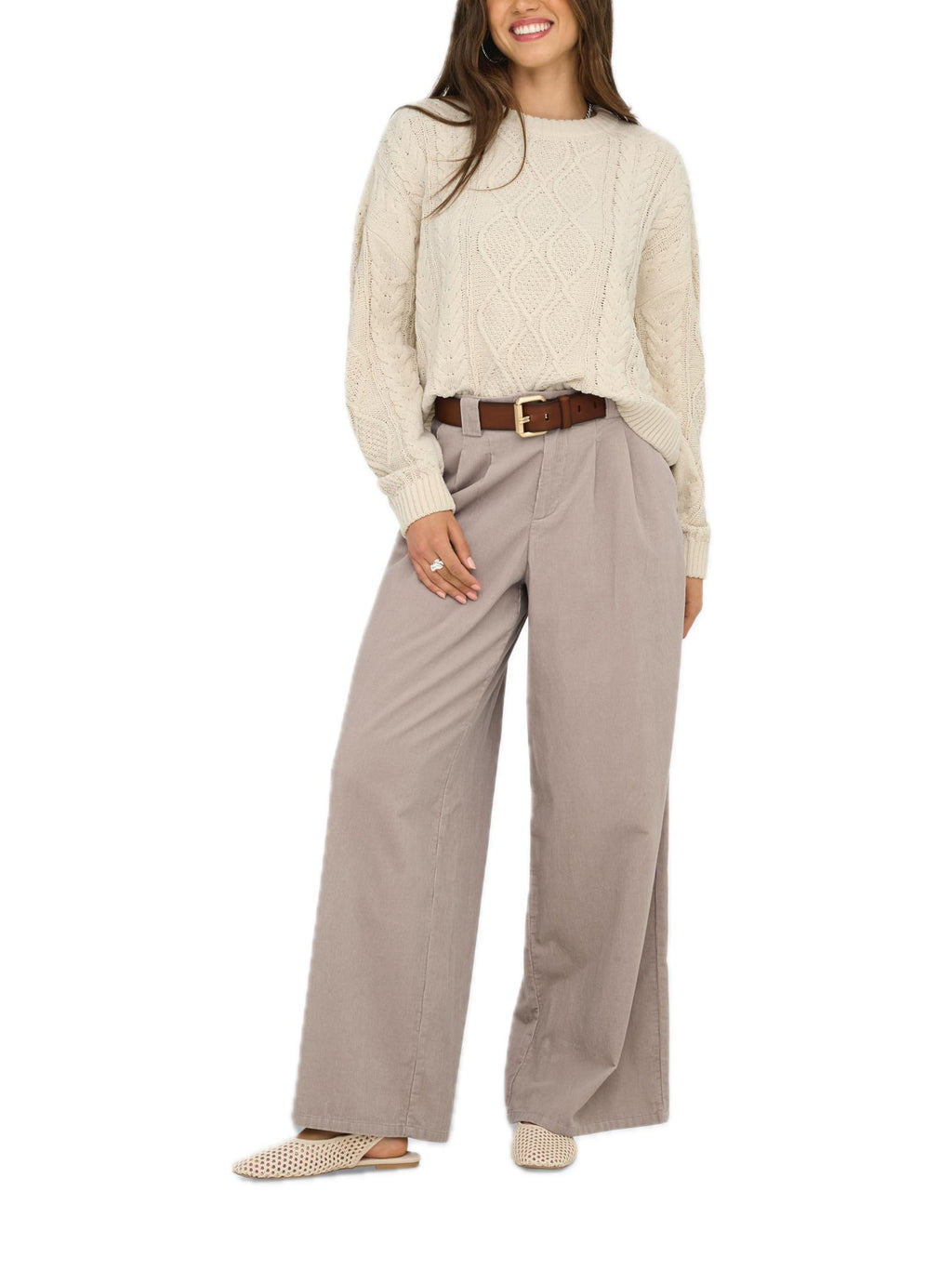 Pantalone Only Vea Beige in velluto a costine 15351309 /String ONLY 
