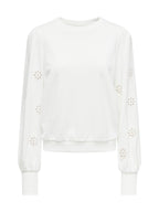 Felpa Only Femme Bianco con ricamo 15315687 /Cloud Dancer ONLY 
