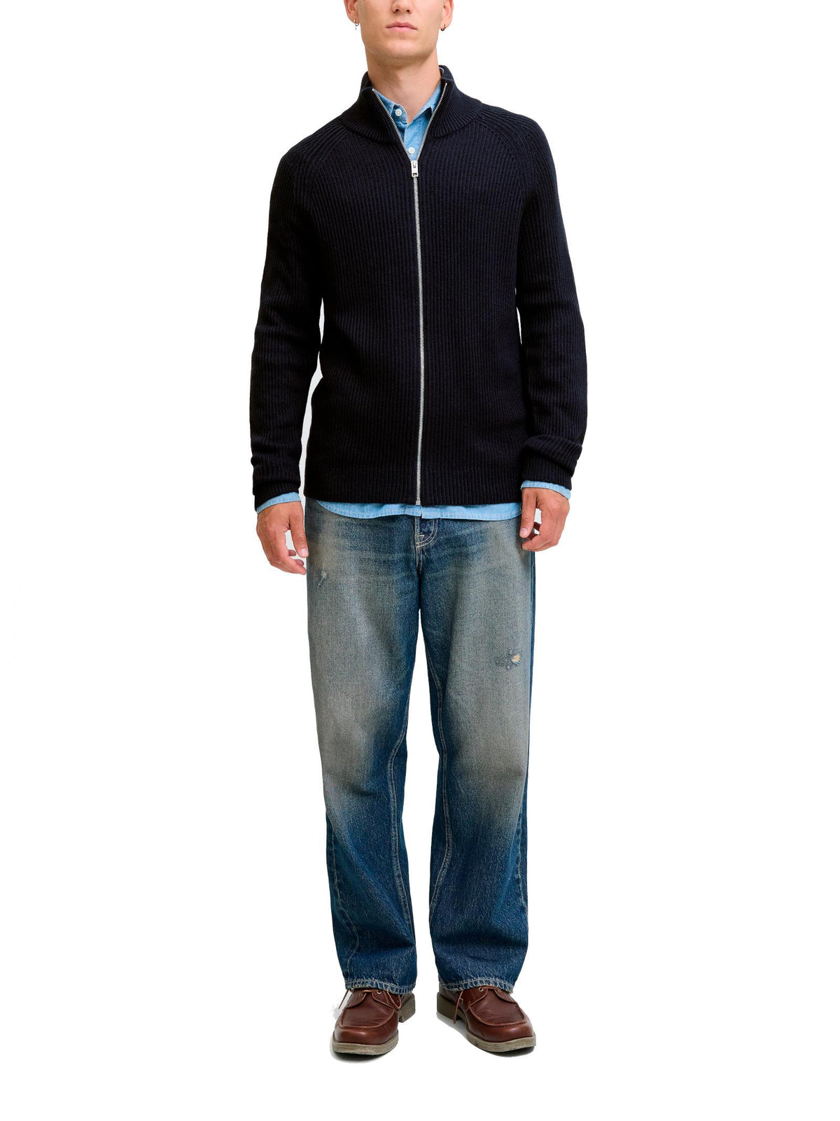 Cardigan in maglia Jack & Jones Pannel Blu a coste 12278920 /Sky Captain JACK & JONES 
