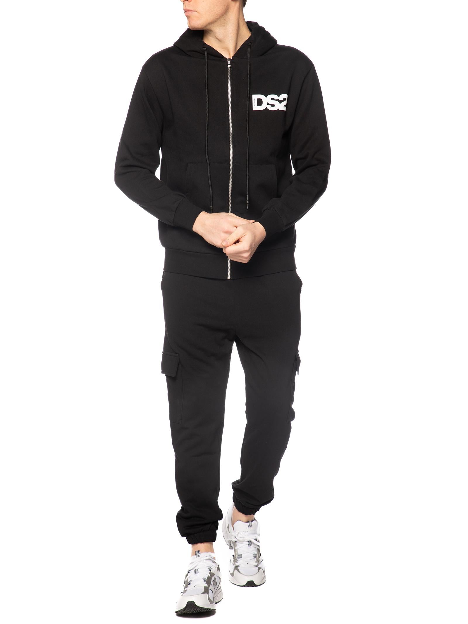 Felpa DS2 Nero Basic con cappuccio e zip SS26271 NERO DS2 