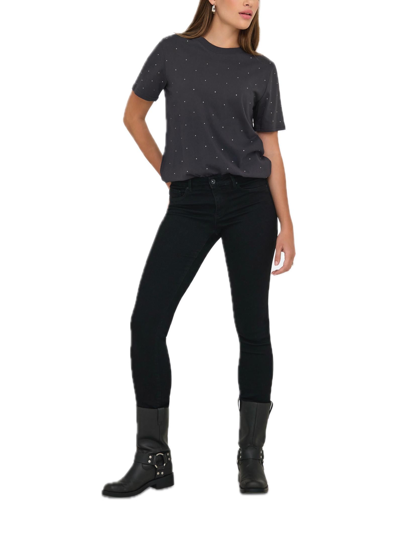 T-shirt Only Monia Antracite con glitter 15340939 /Phantom ONLY 