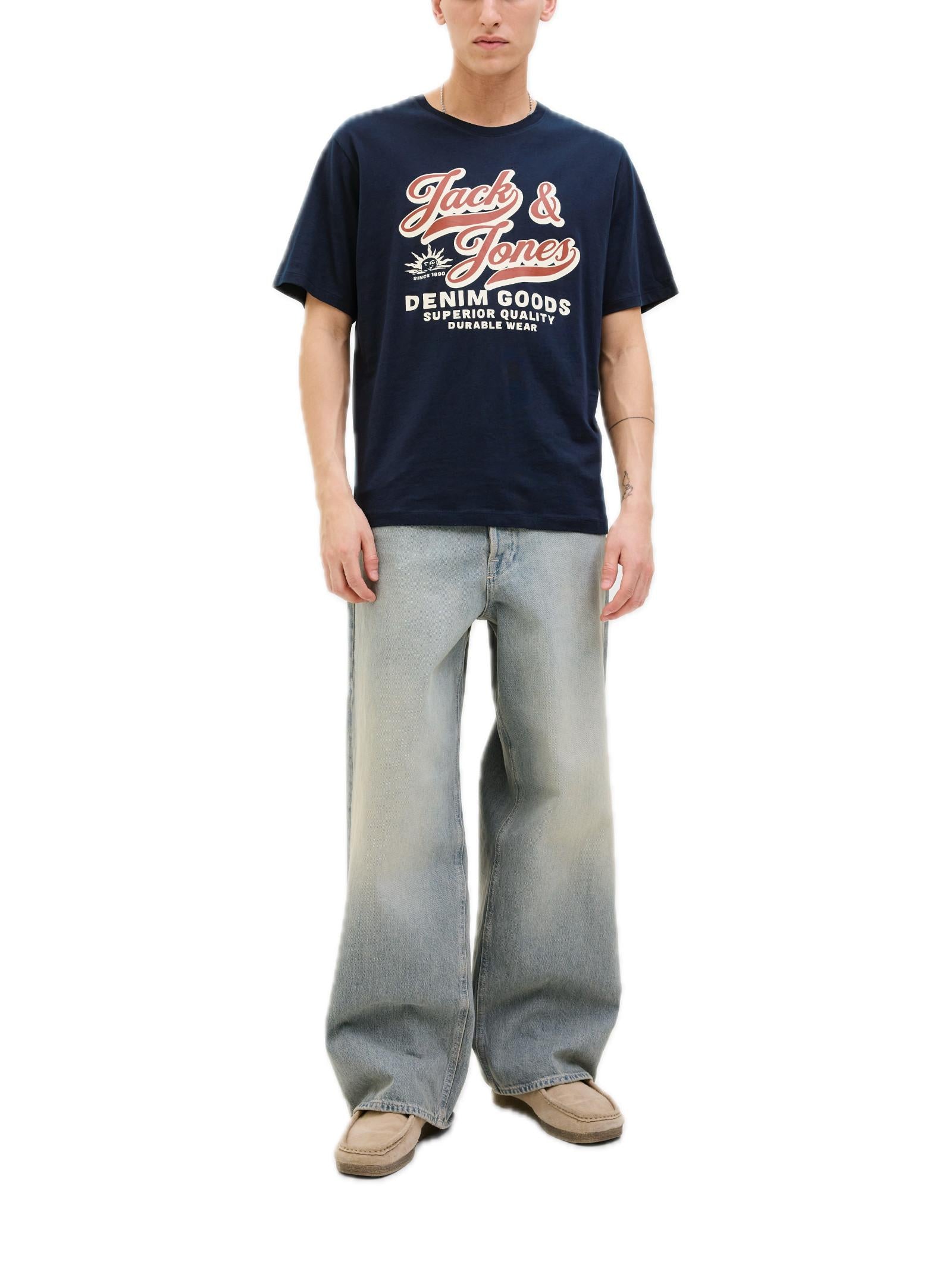 T-shirt Jack & Jones Logo Blu girocollo 12279535 /Sky Captain JACK & JONES 