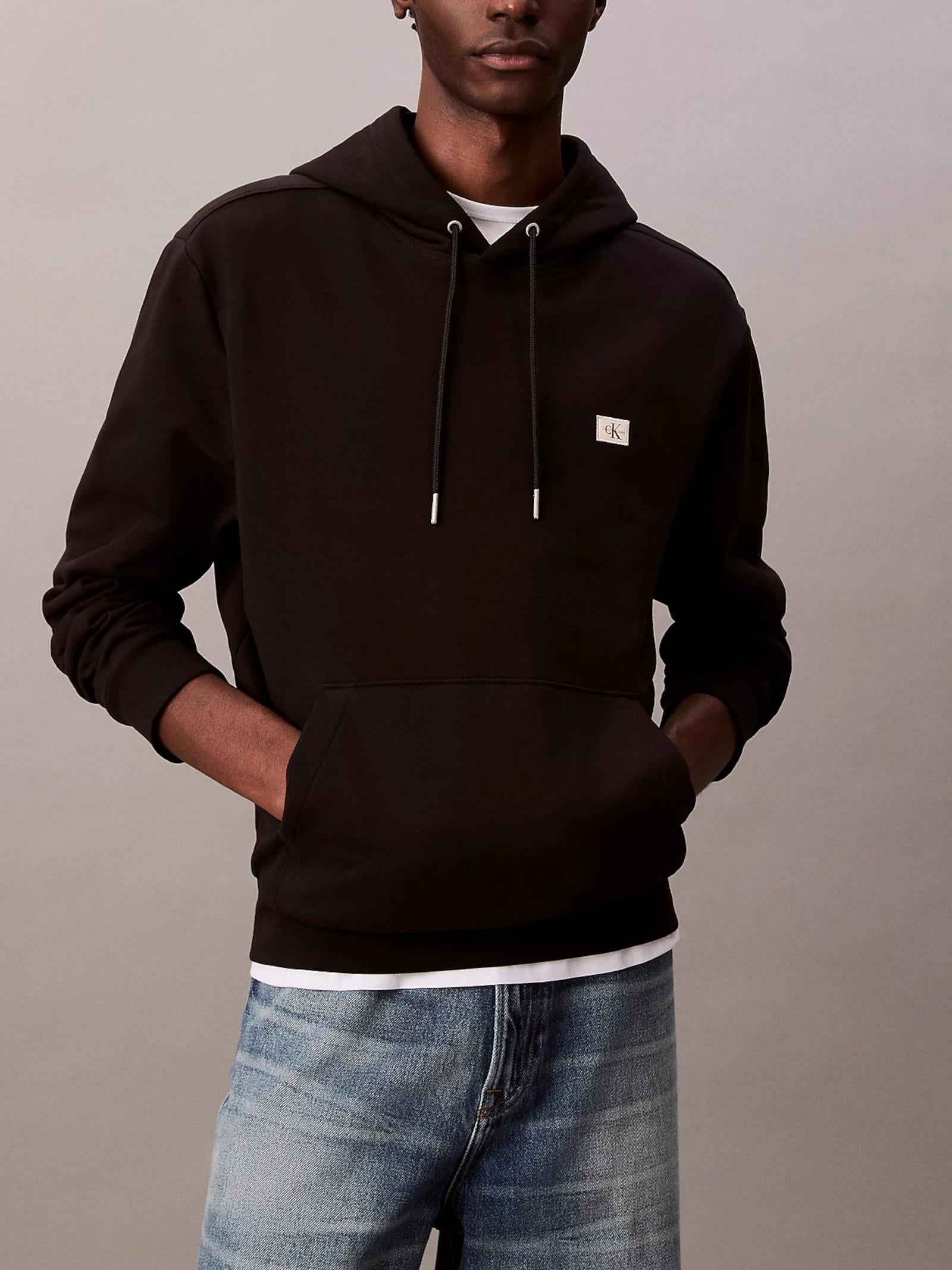 Felpa Calvin Klein Nero Terry cappuccio LV04RC274G UB1 CALVIN KLEIN 