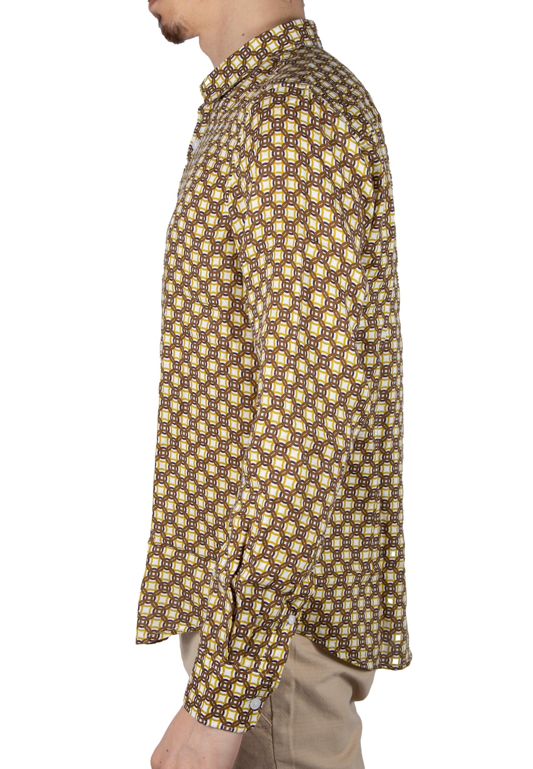 Camicia Gianni Lupo Beige fantasia in lino