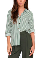 Camicia JDY Verde bianco Laurel maniche 3/4 15329311 /Sea White JDY 
