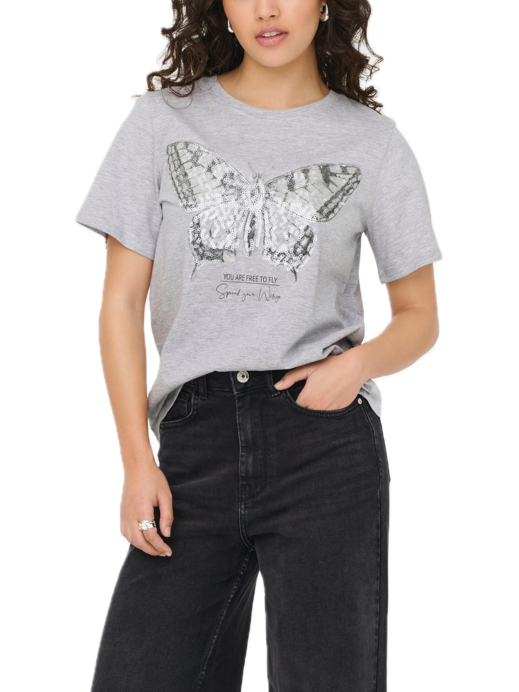 T-shirt JDY Bibbi Grigio con stampa