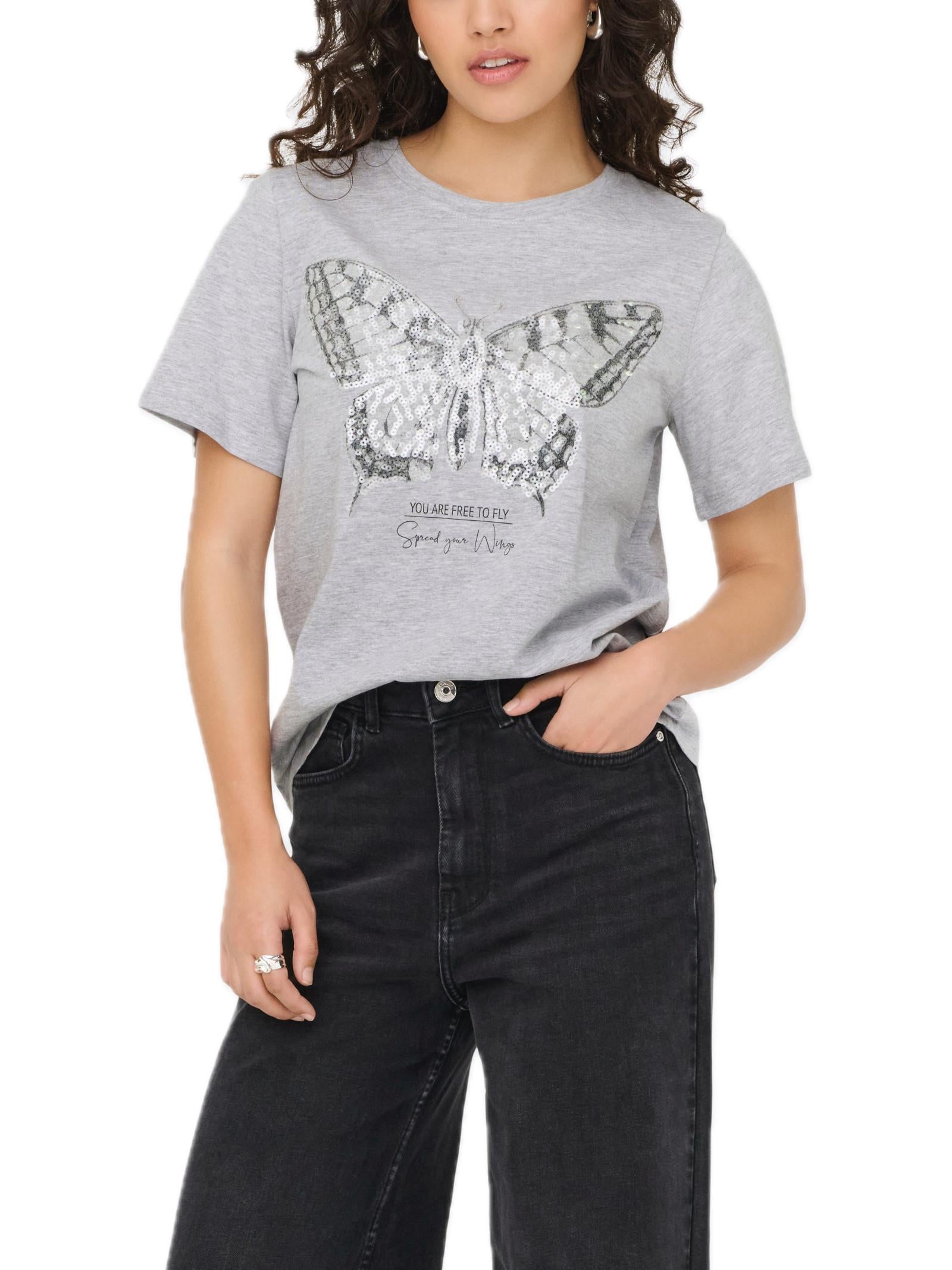 T-shirt JDY Bibbi Grigio con stampa