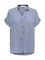 Camicia Only Blu bianco Yasmin a manica corta 15348758 /Peacoat ONLY 