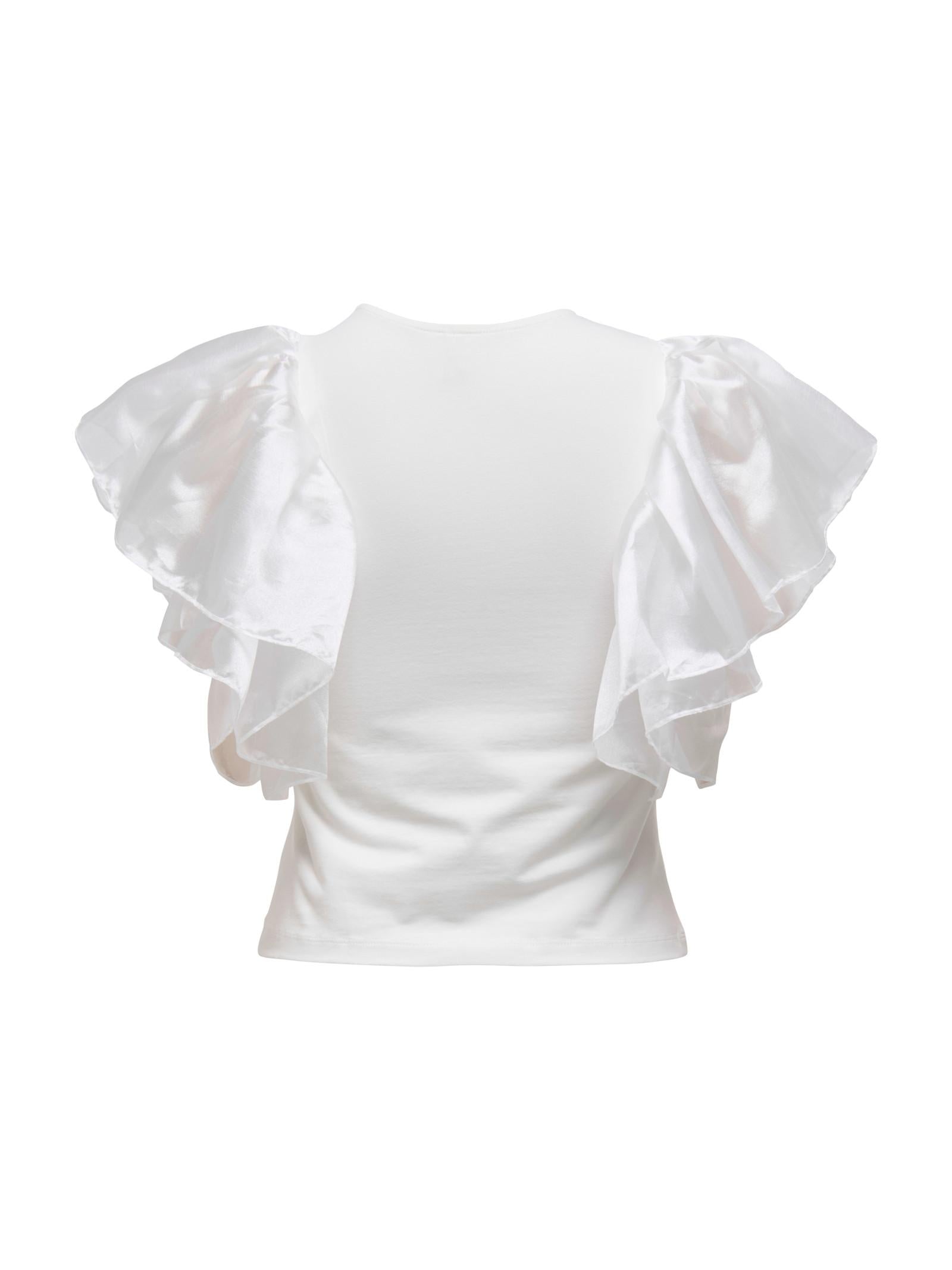 T-shirt Only Bianco Taya con volant 15351039 /Cloud Dancer ONLY 