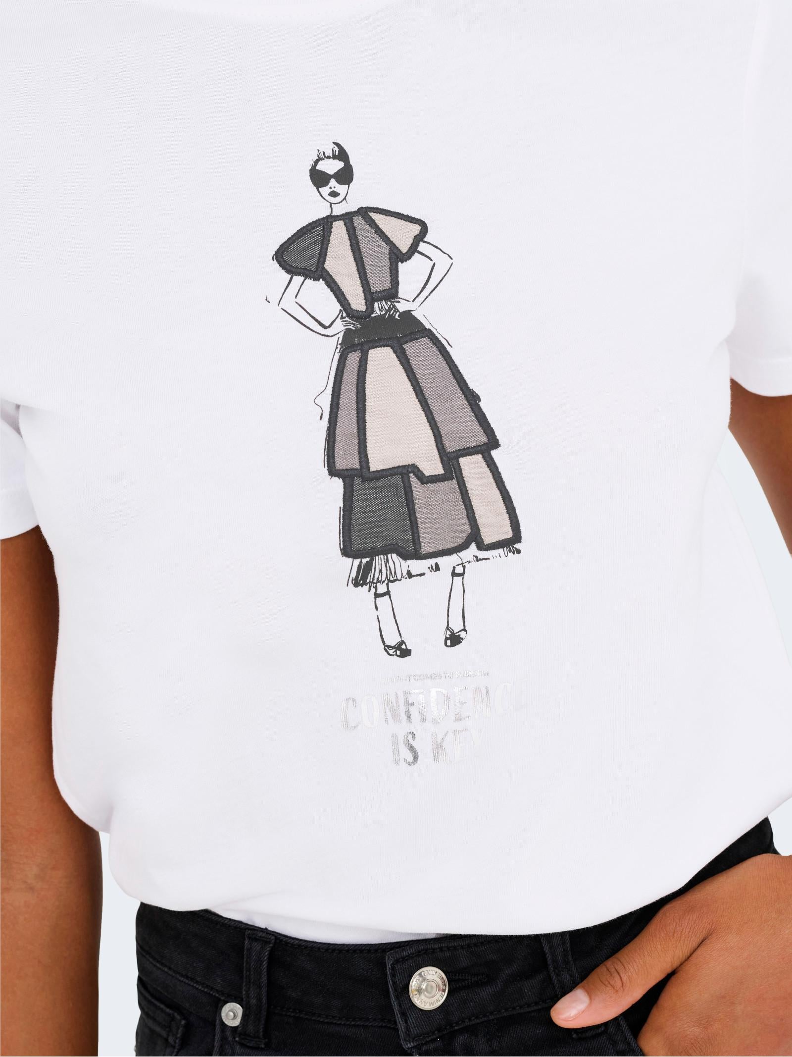 T-shirt Only Emma Bianco con stampa 15329752 /Confidence Bright White ONLY 