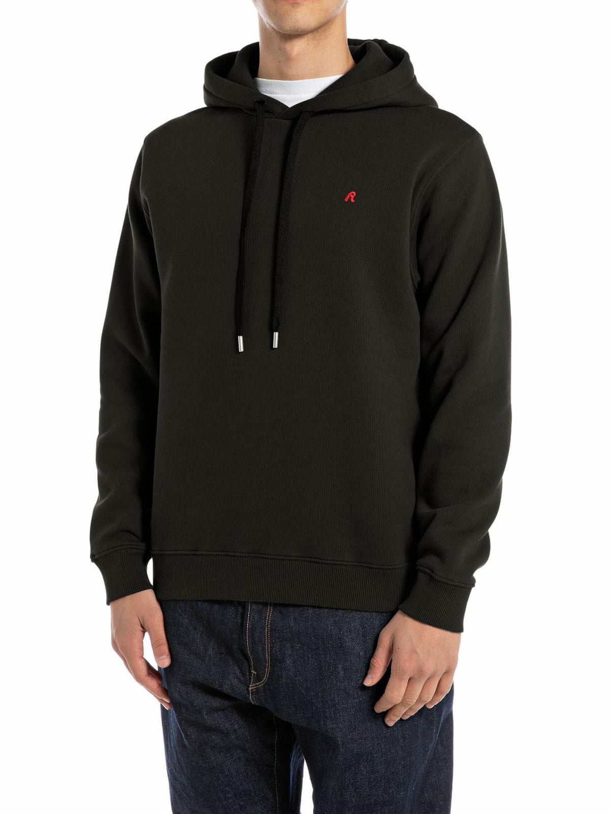 Felpa Replay Basic Nero cappuccio logo piccolo M3109 098 REPLAY 