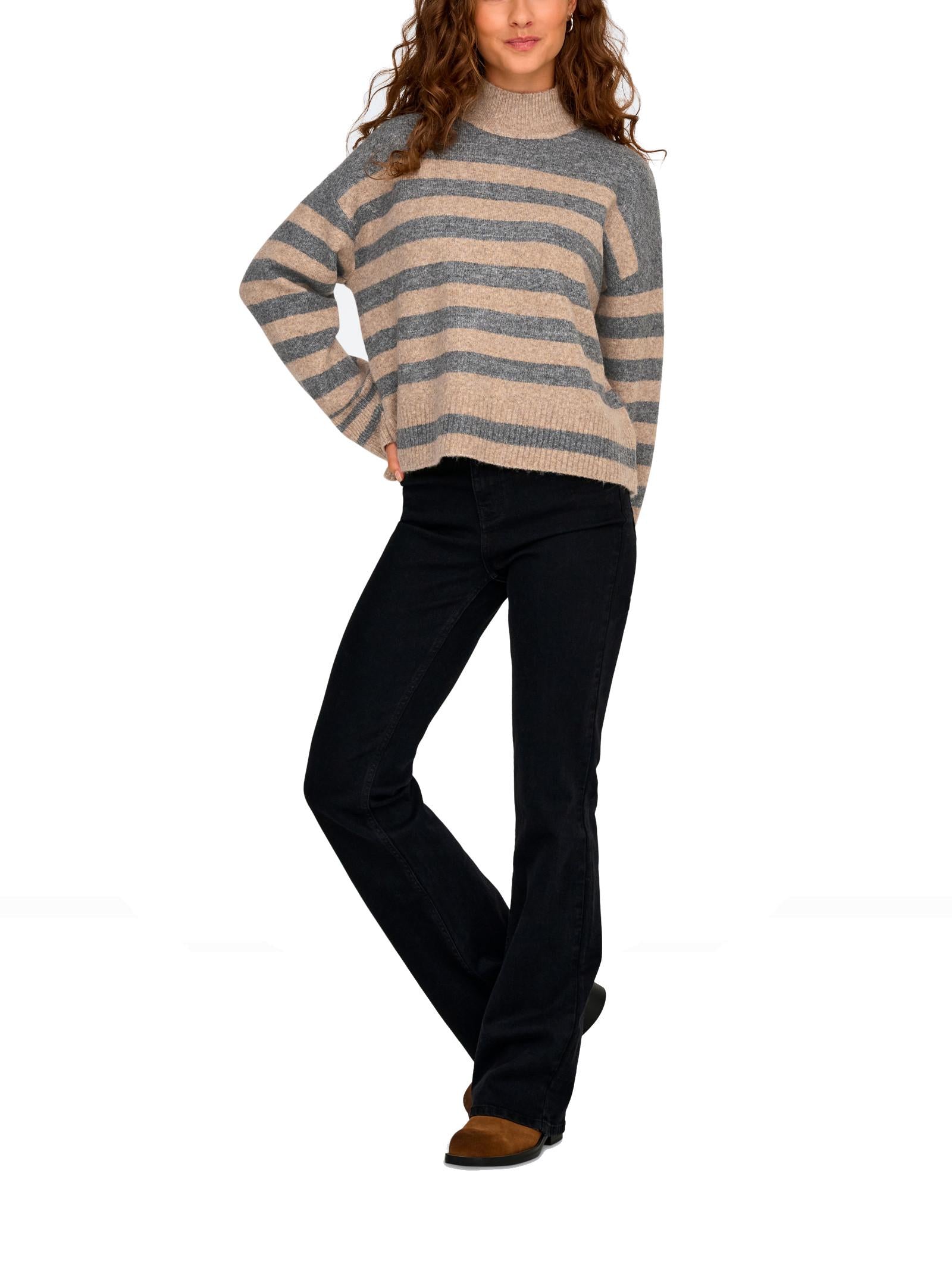 Maglia Only Heidi Righe Beige 15352421 /Medium Grey Melange ONLY 