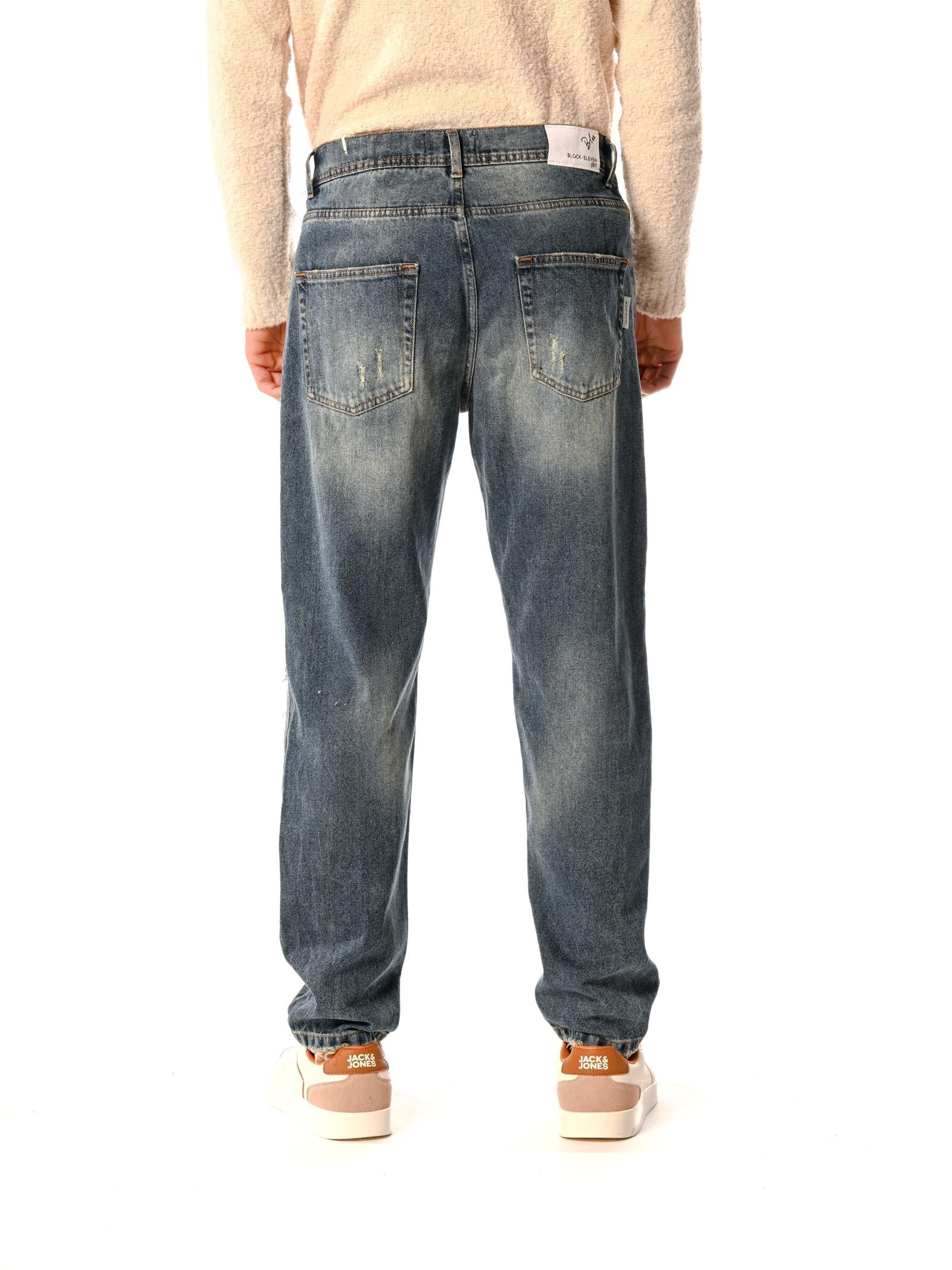 Jeans Block Eleven Medium Blue Destroy 46BLK03230 MEDIUM BLUE DENIM BLOCK ELEVEN 