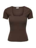 T-shirt JDY Marrone Lucky scollo a U 15370201 /Chicory Coffee JDY 
